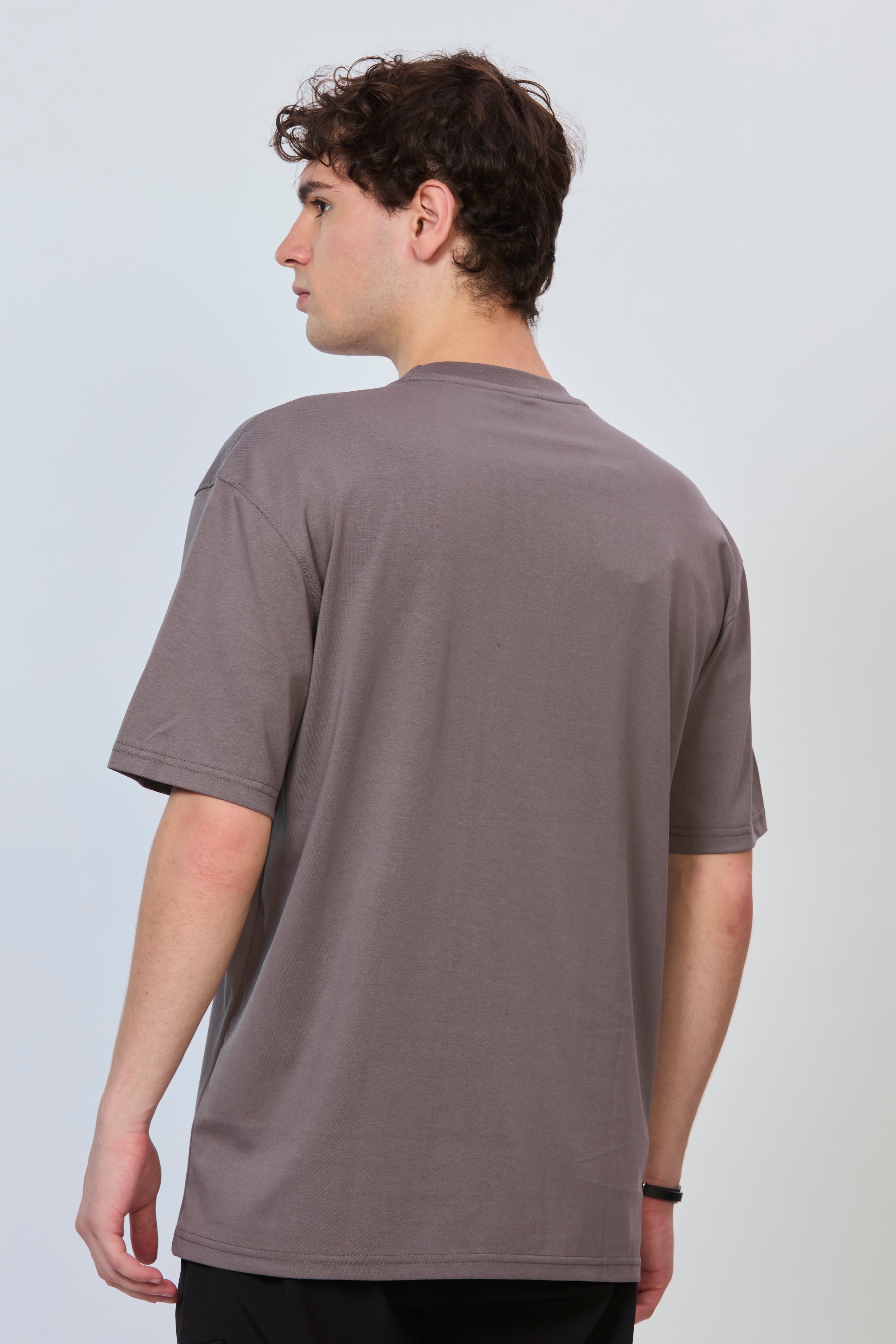 Grey Oversized T-Shirt with Black Pocket