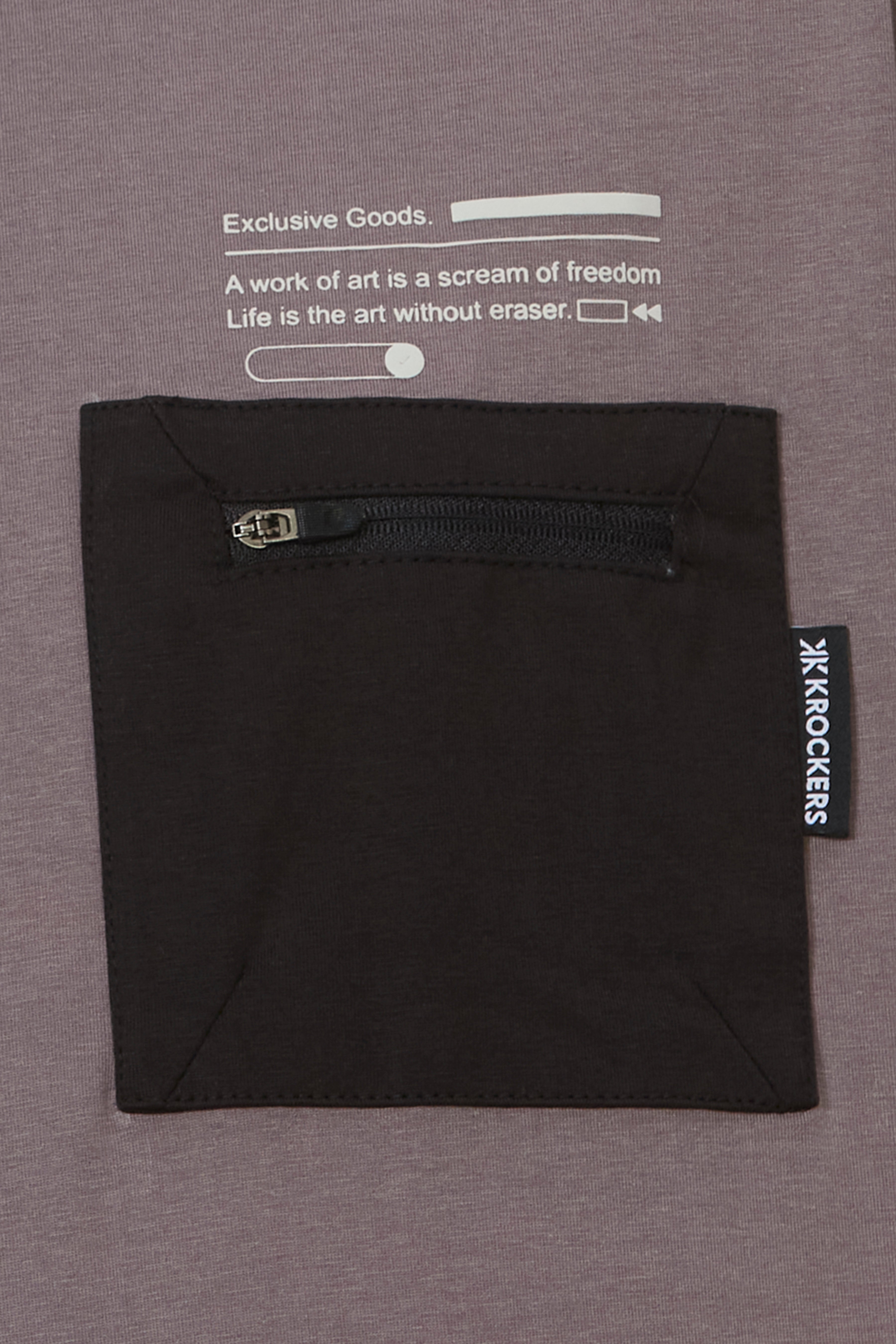 Grey Oversized T-Shirt with Black Pocket