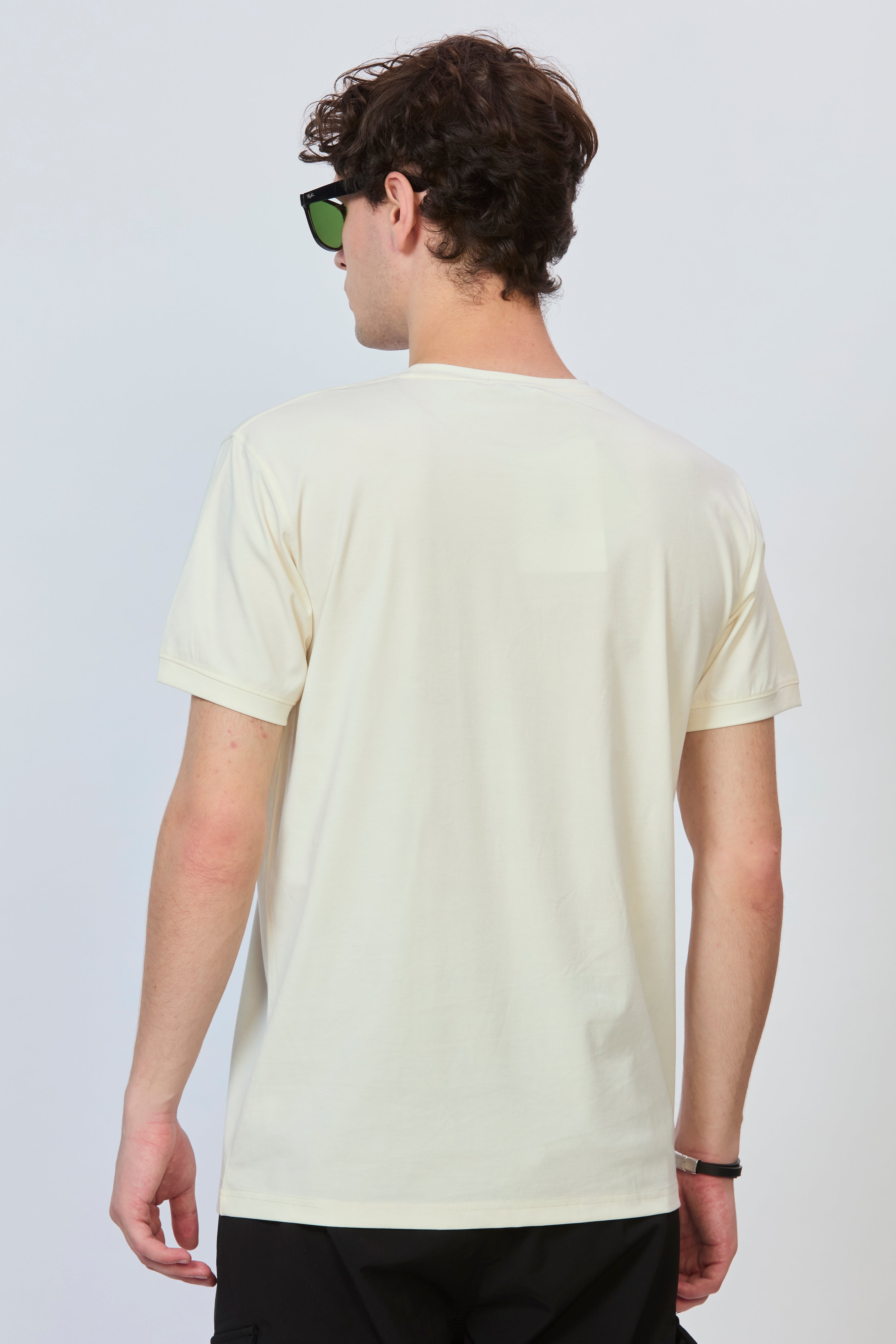 Cream Graphic Tee with Embroidered Detail