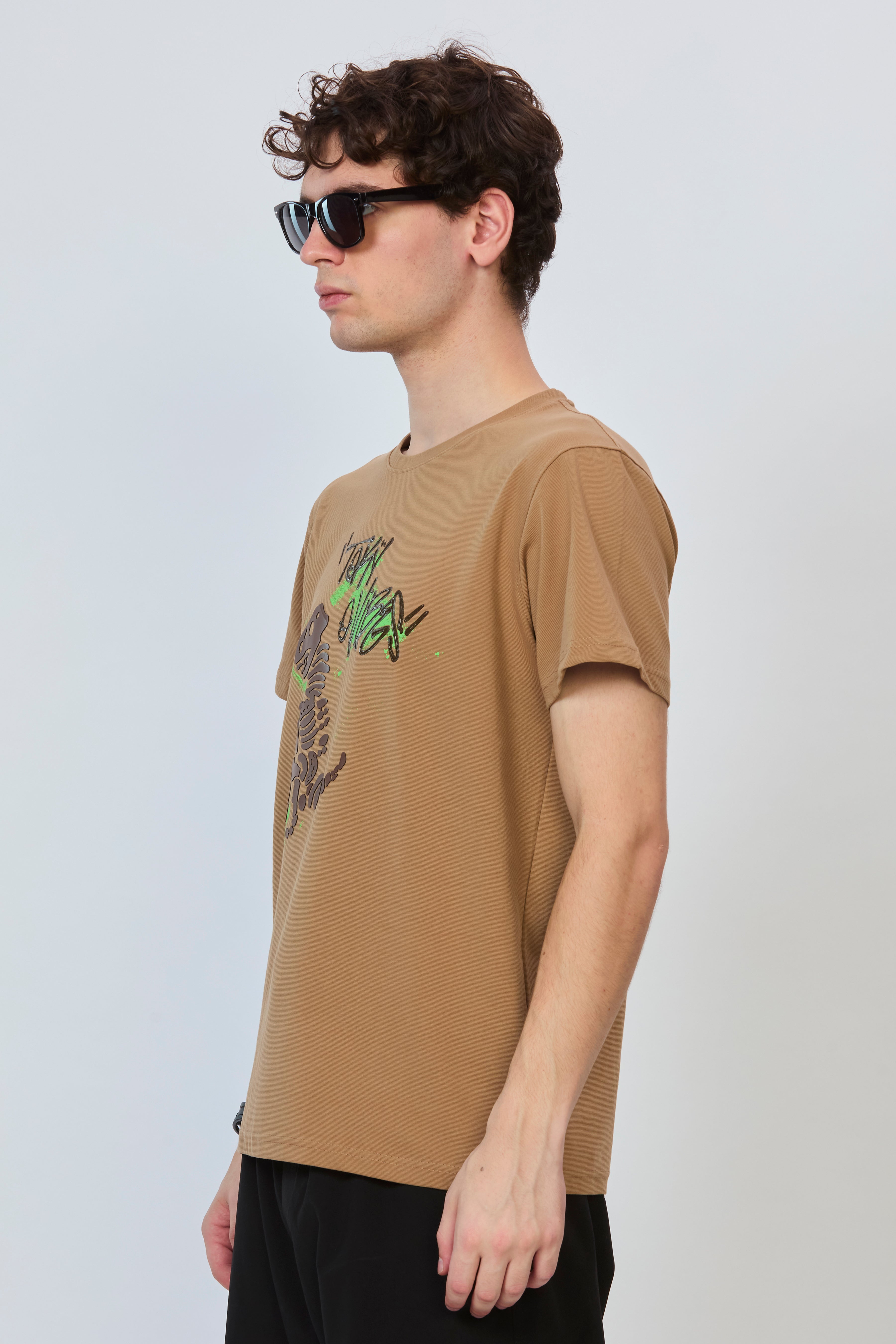 Casual Beige Cotton Fashion Tee