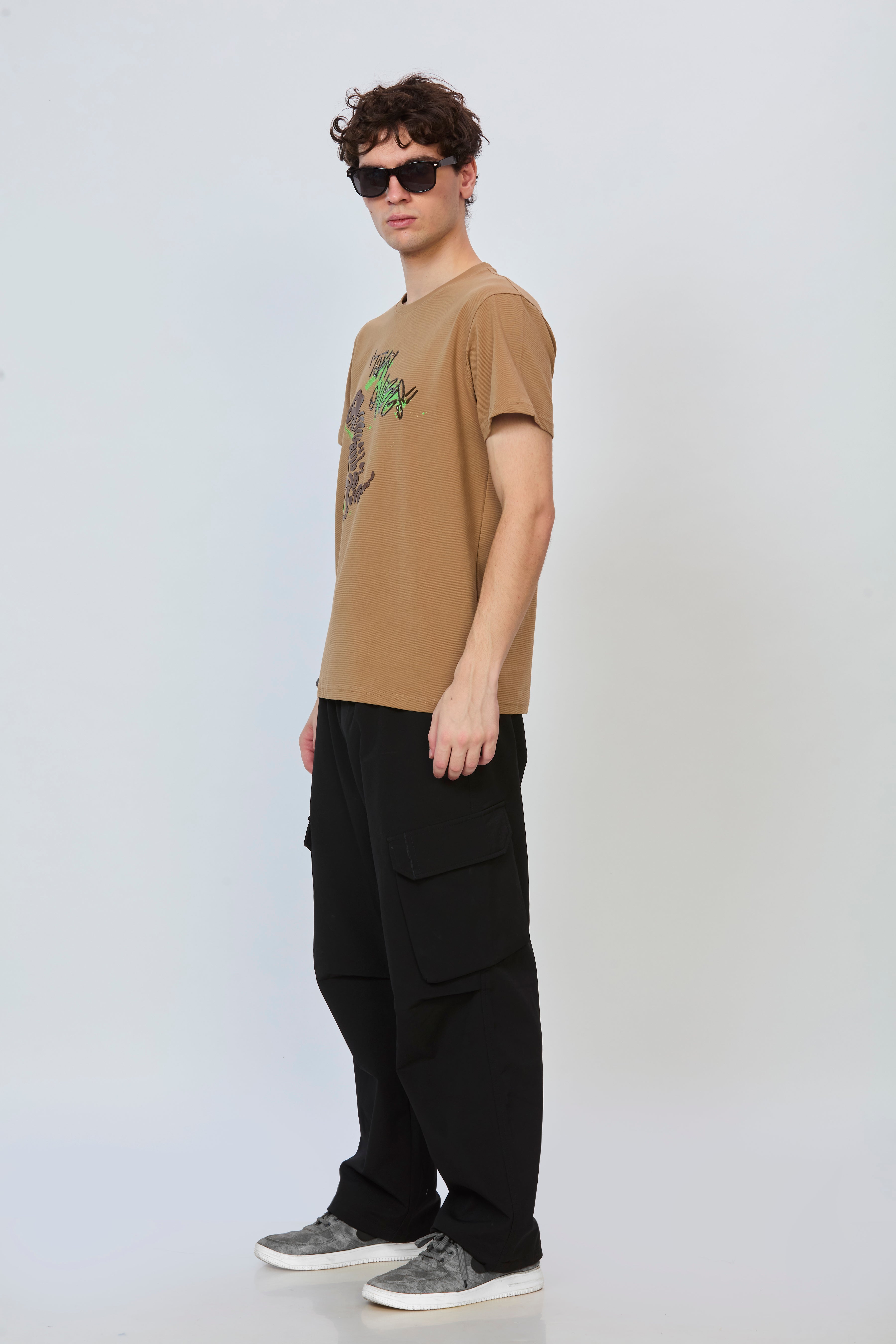 Casual Beige Cotton Fashion Tee