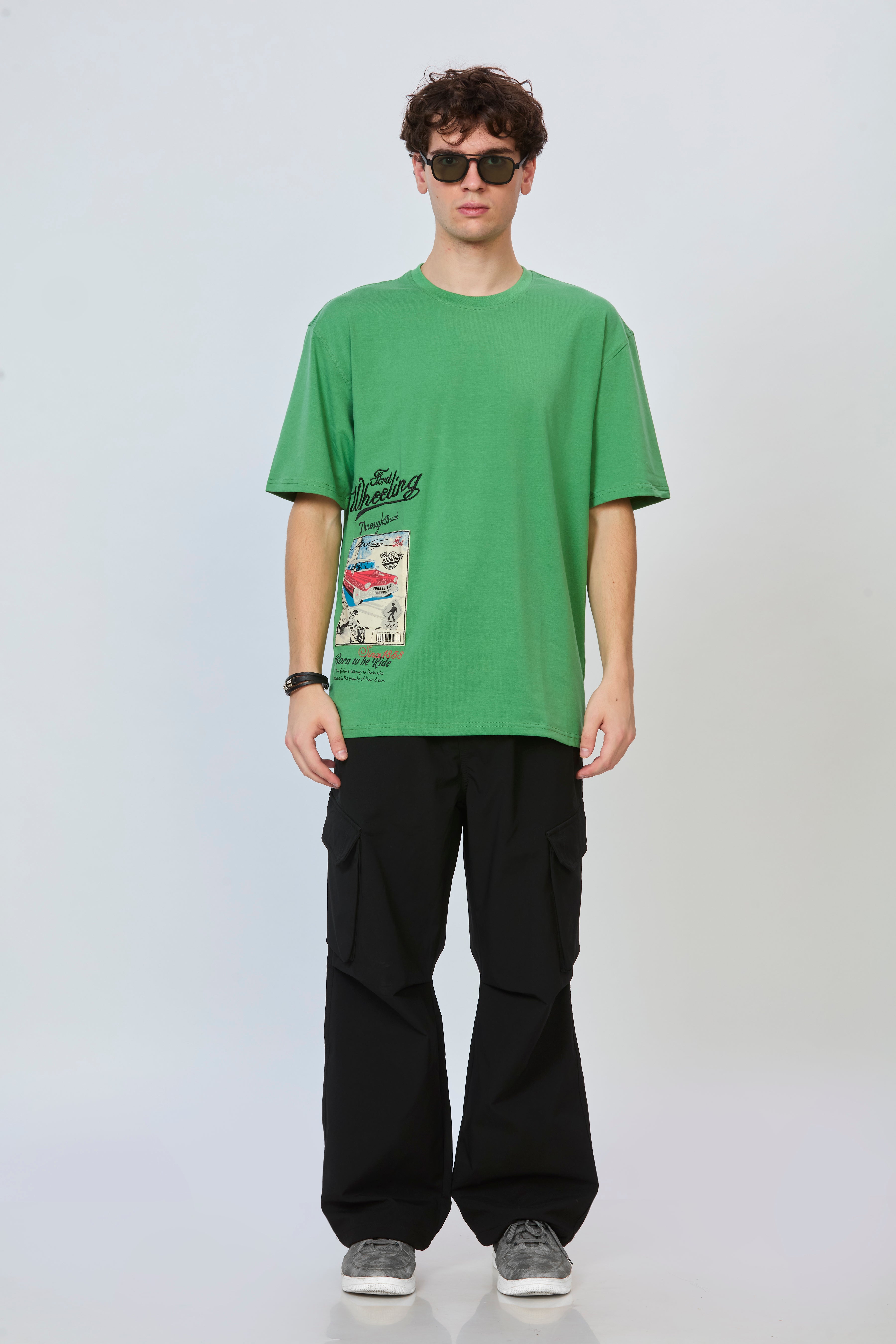 Minimalist Green Oversized Cotton T-Shirt