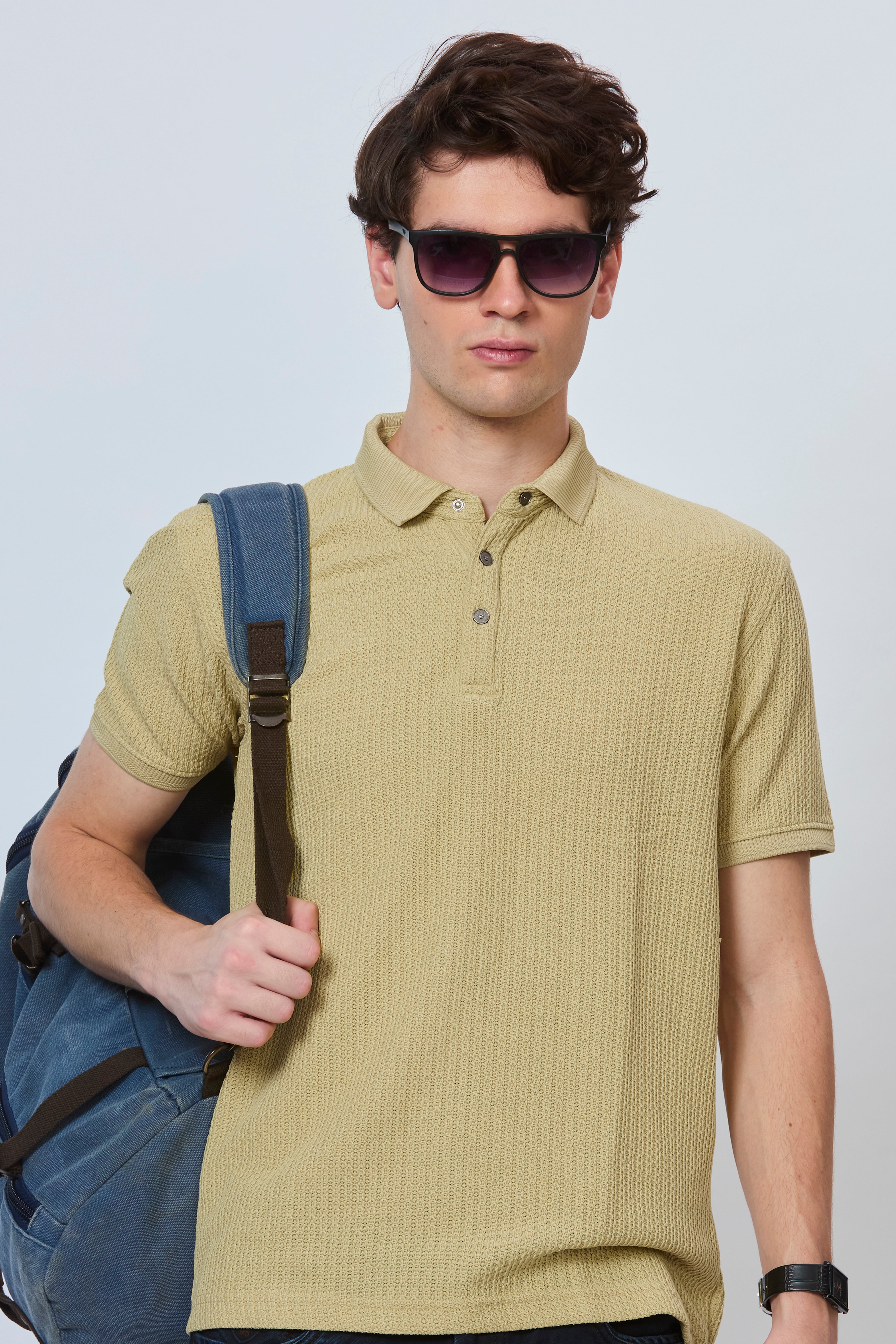 Golden Hour Chain Textured Polo