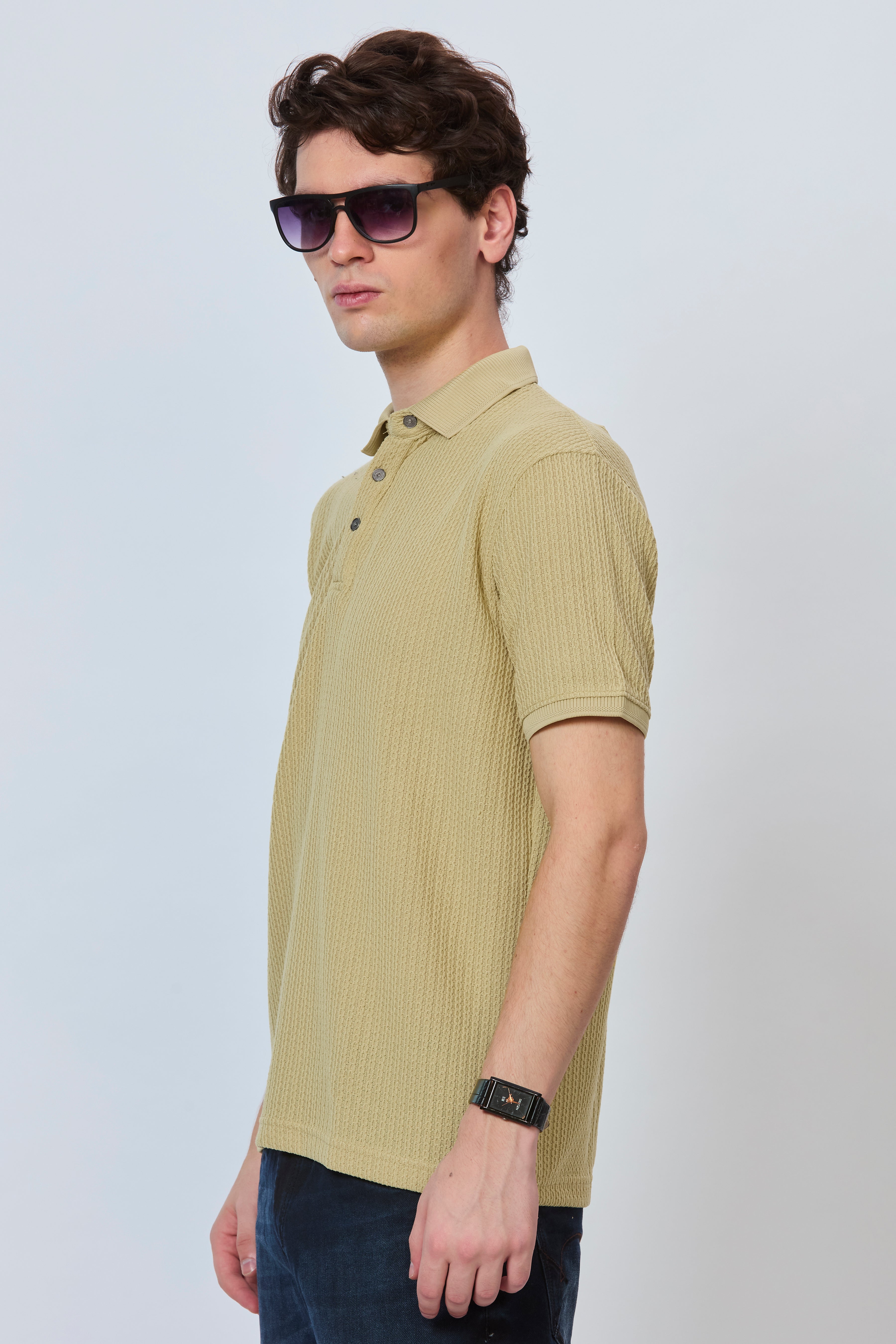 Golden Hour Chain Textured Polo