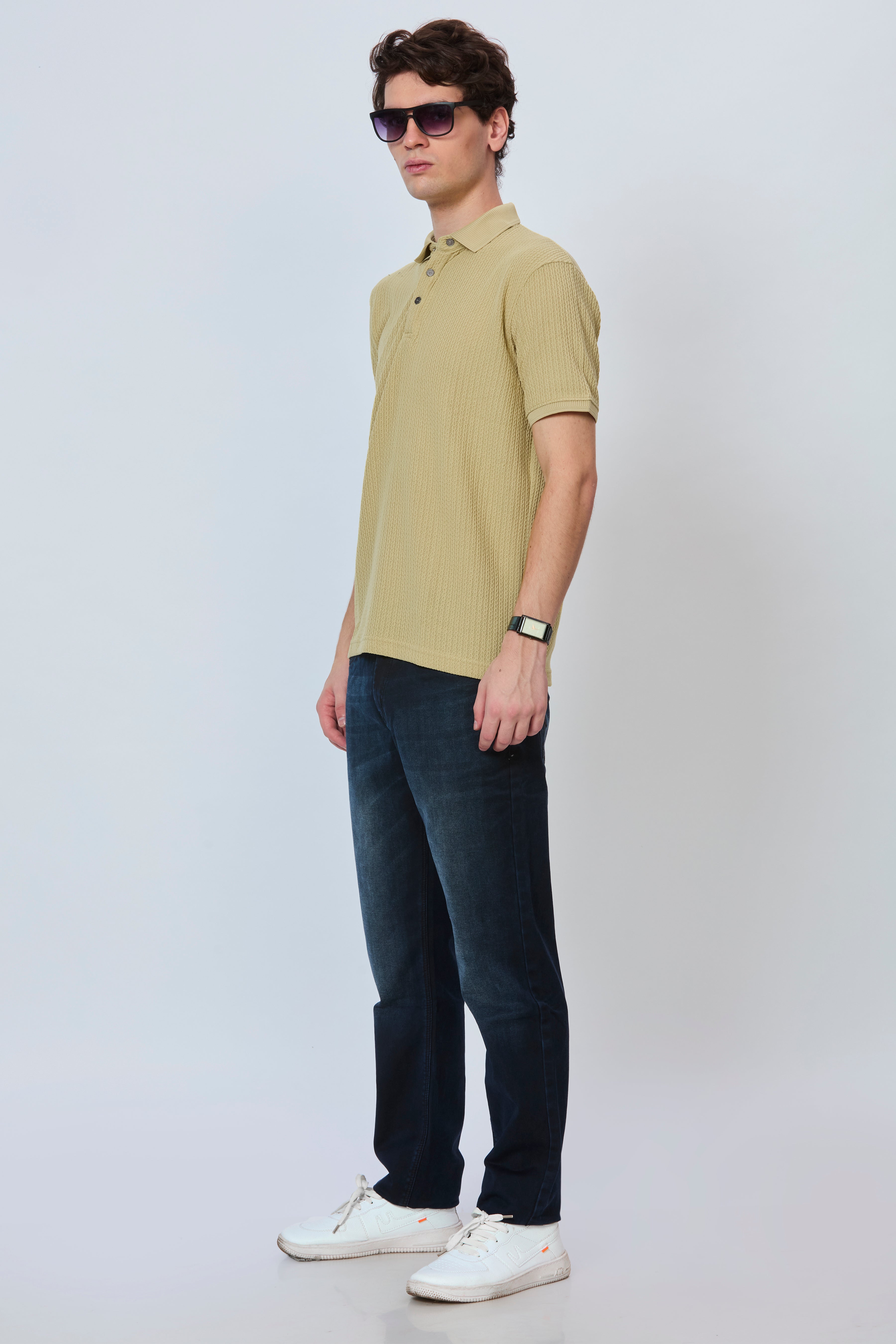 Golden Hour Chain Textured Polo
