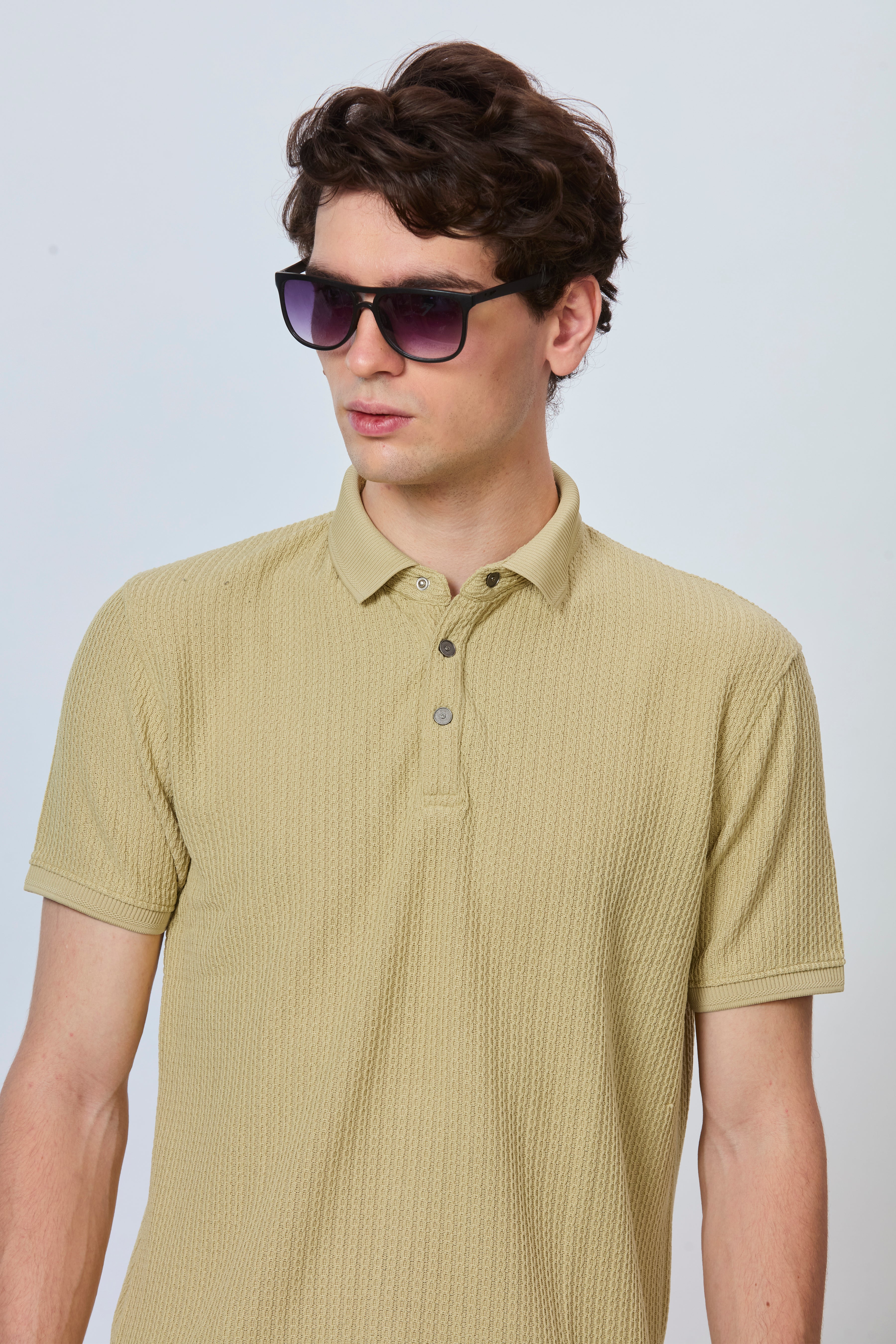Golden Hour Chain Textured Polo