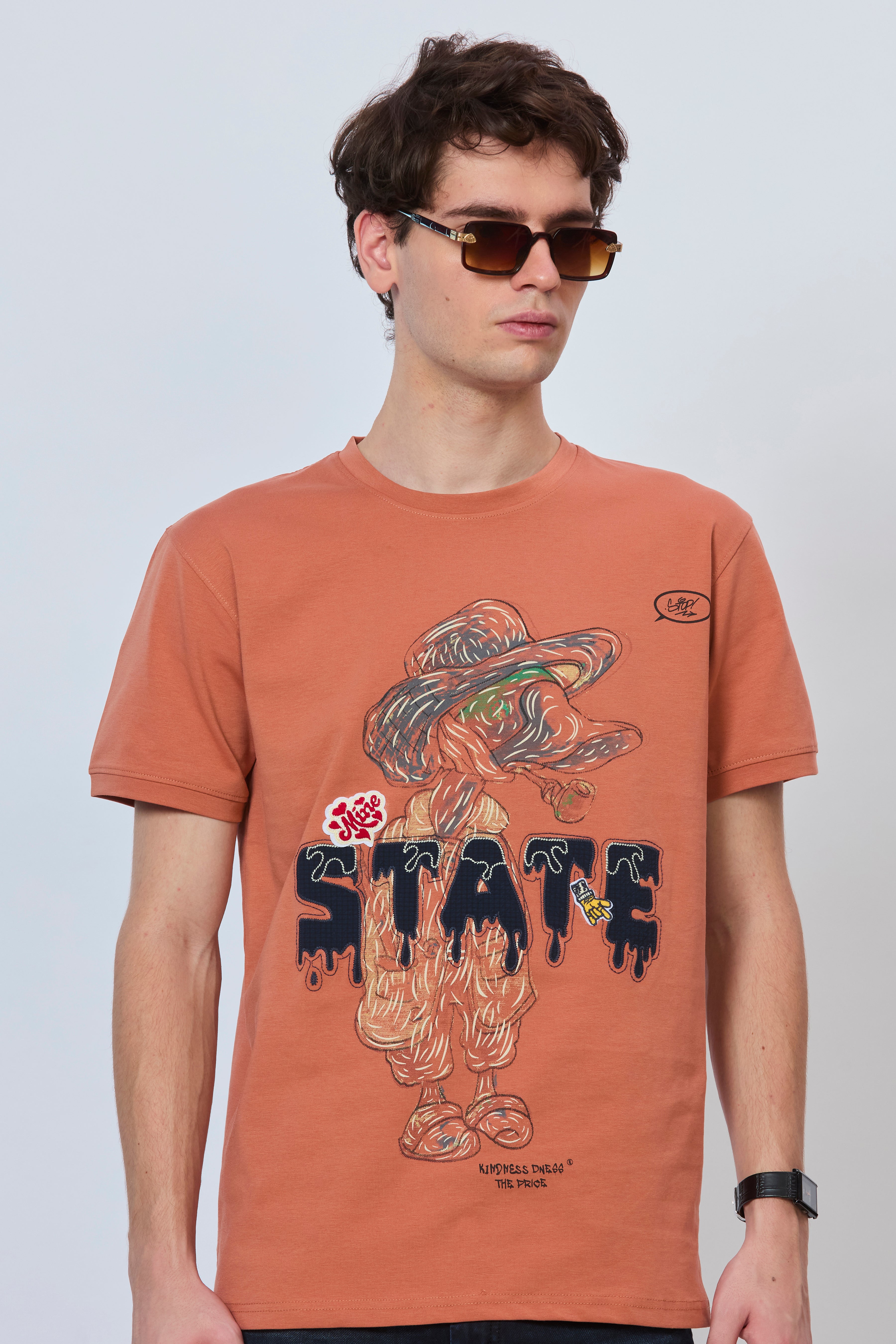 Peach Edition Graphic Embroidered T-Shirt