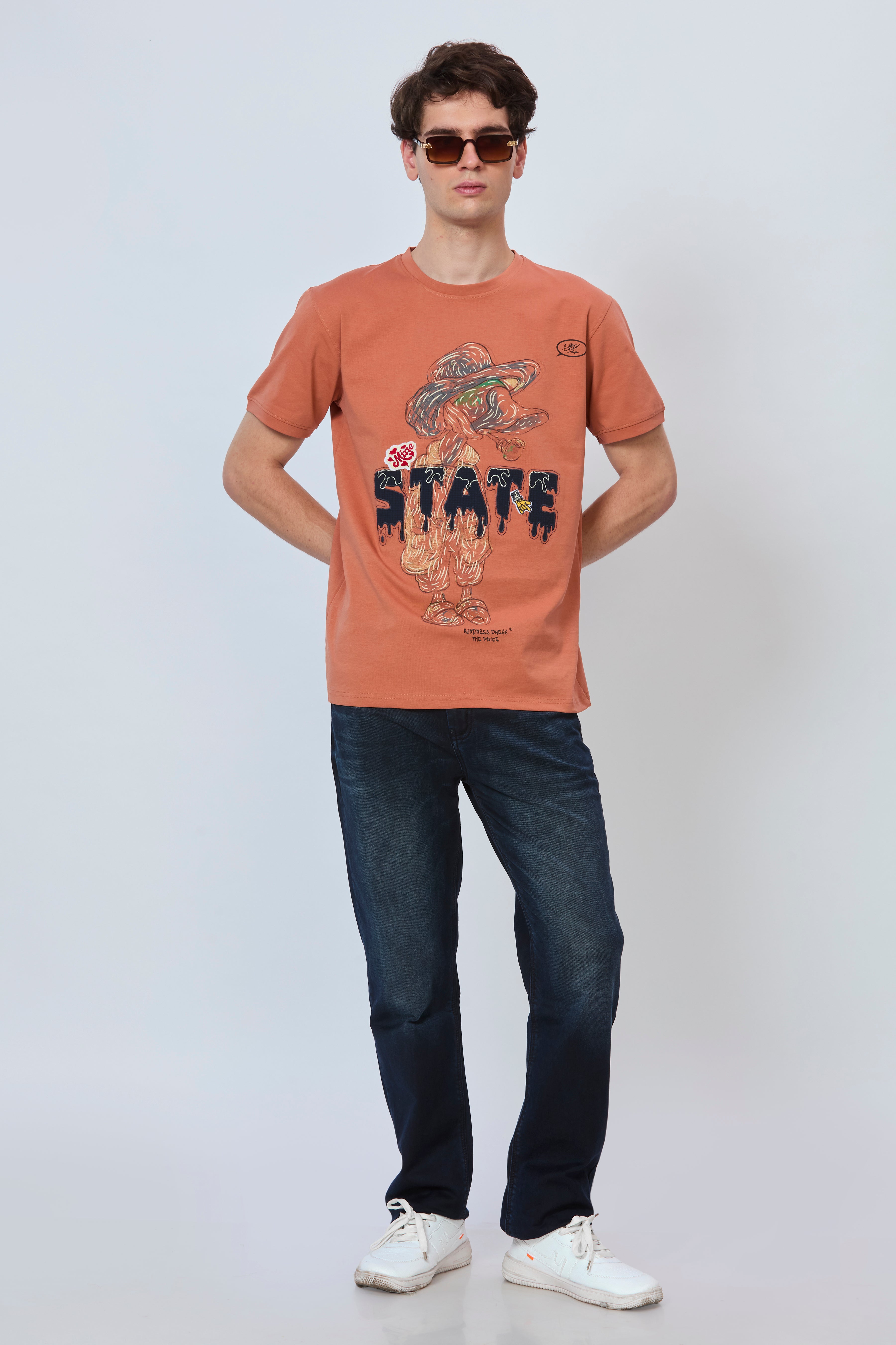 Peach Edition Graphic Embroidered T-Shirt