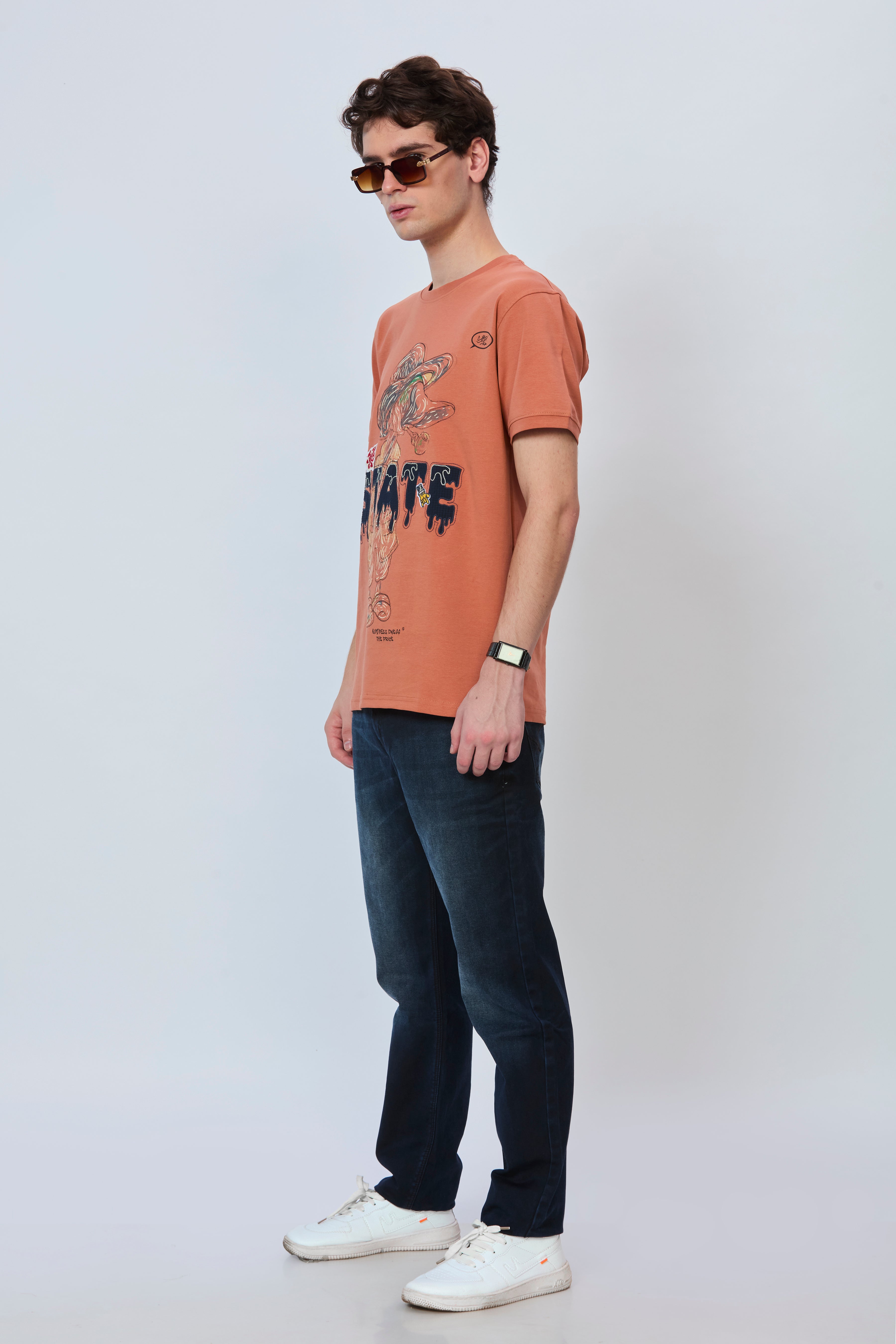 Peach Edition Graphic Embroidered T-Shirt