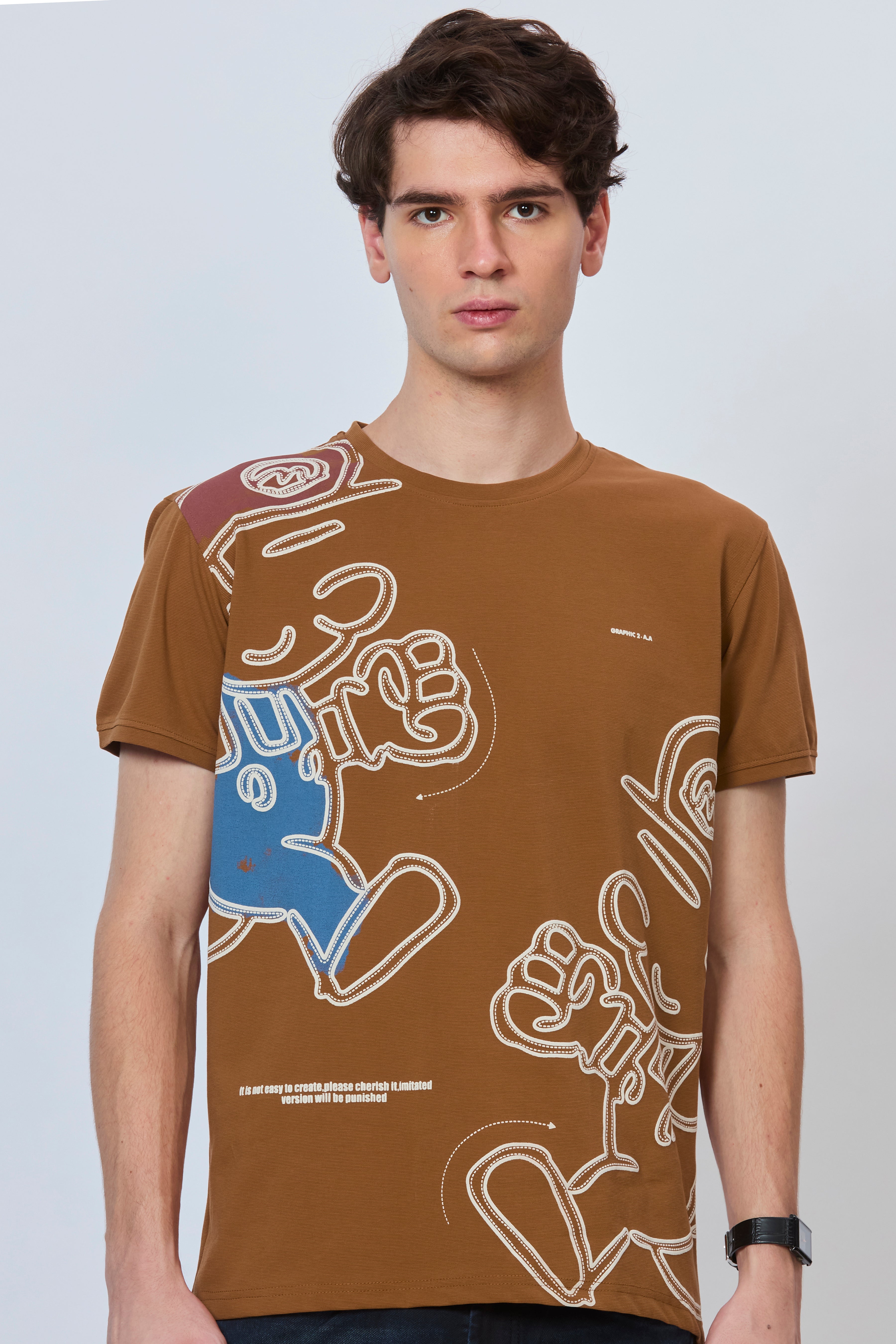 Urban Terrain Brown Full-Print T-Shirt