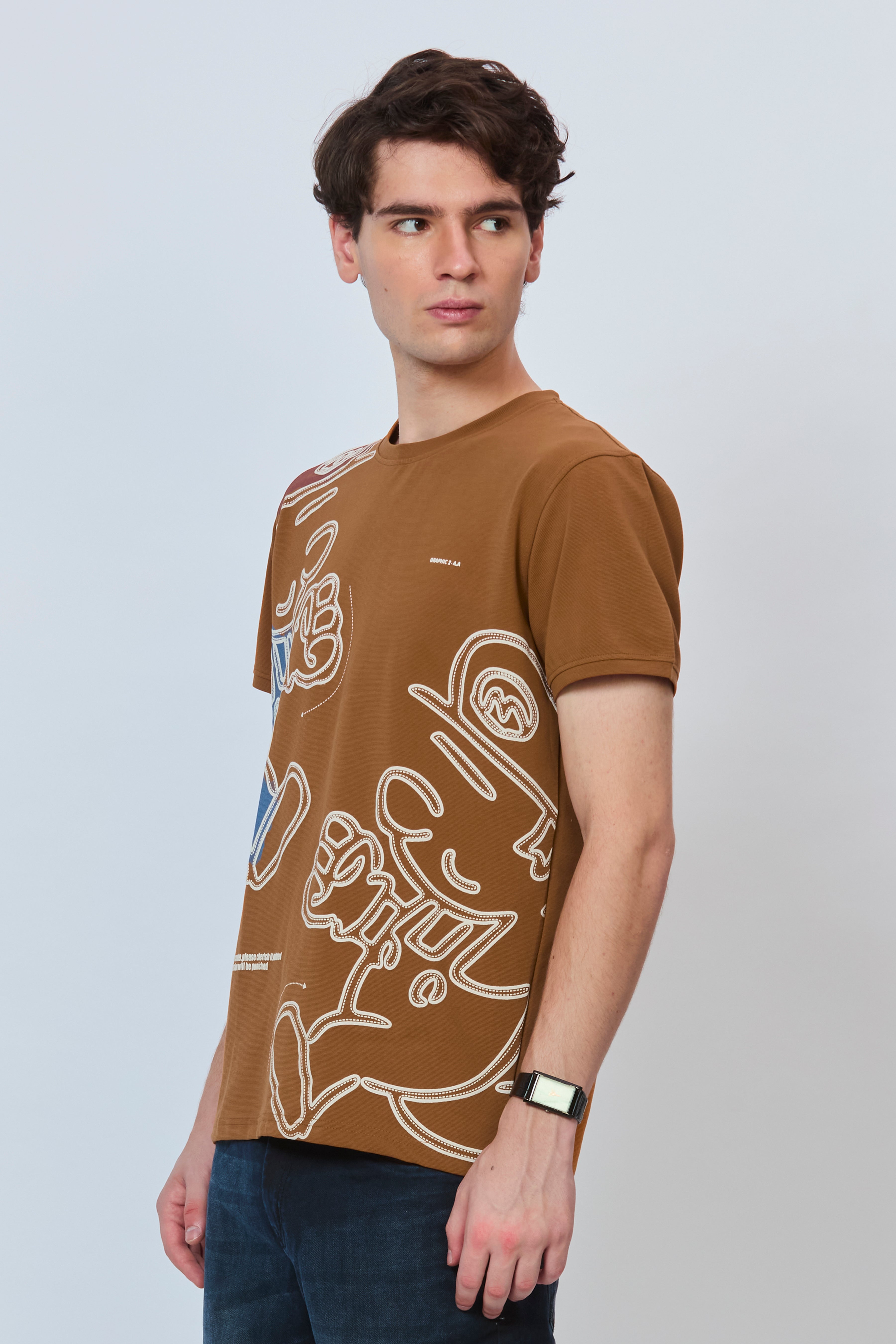 Urban Terrain Brown Full-Print T-Shirt