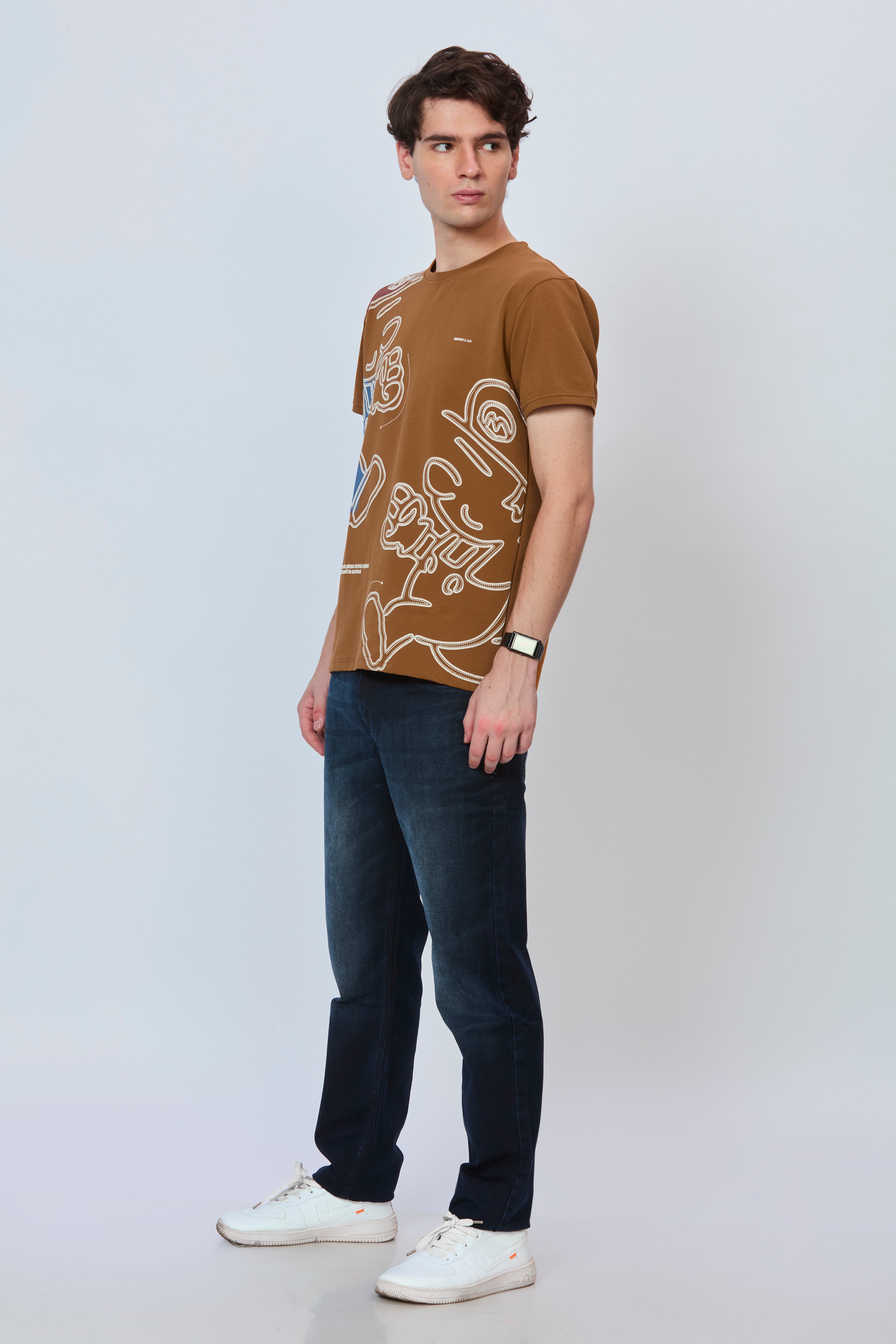 Urban Terrain Brown Full-Print T-Shirt