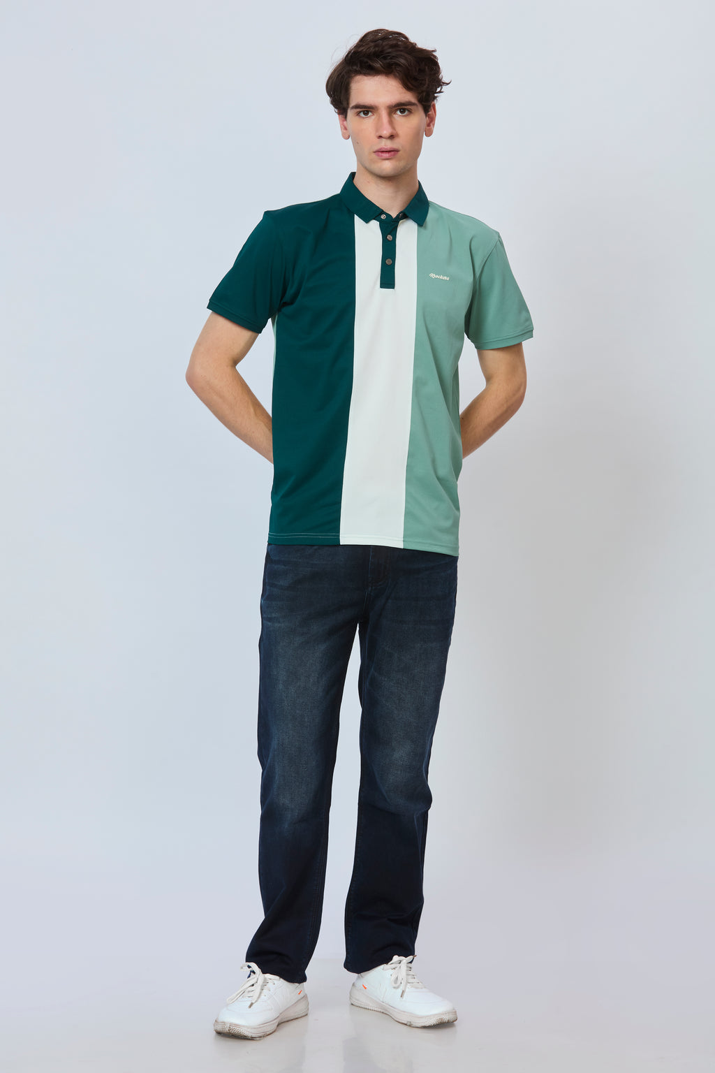 Three-Tone Contrast Panel Polo