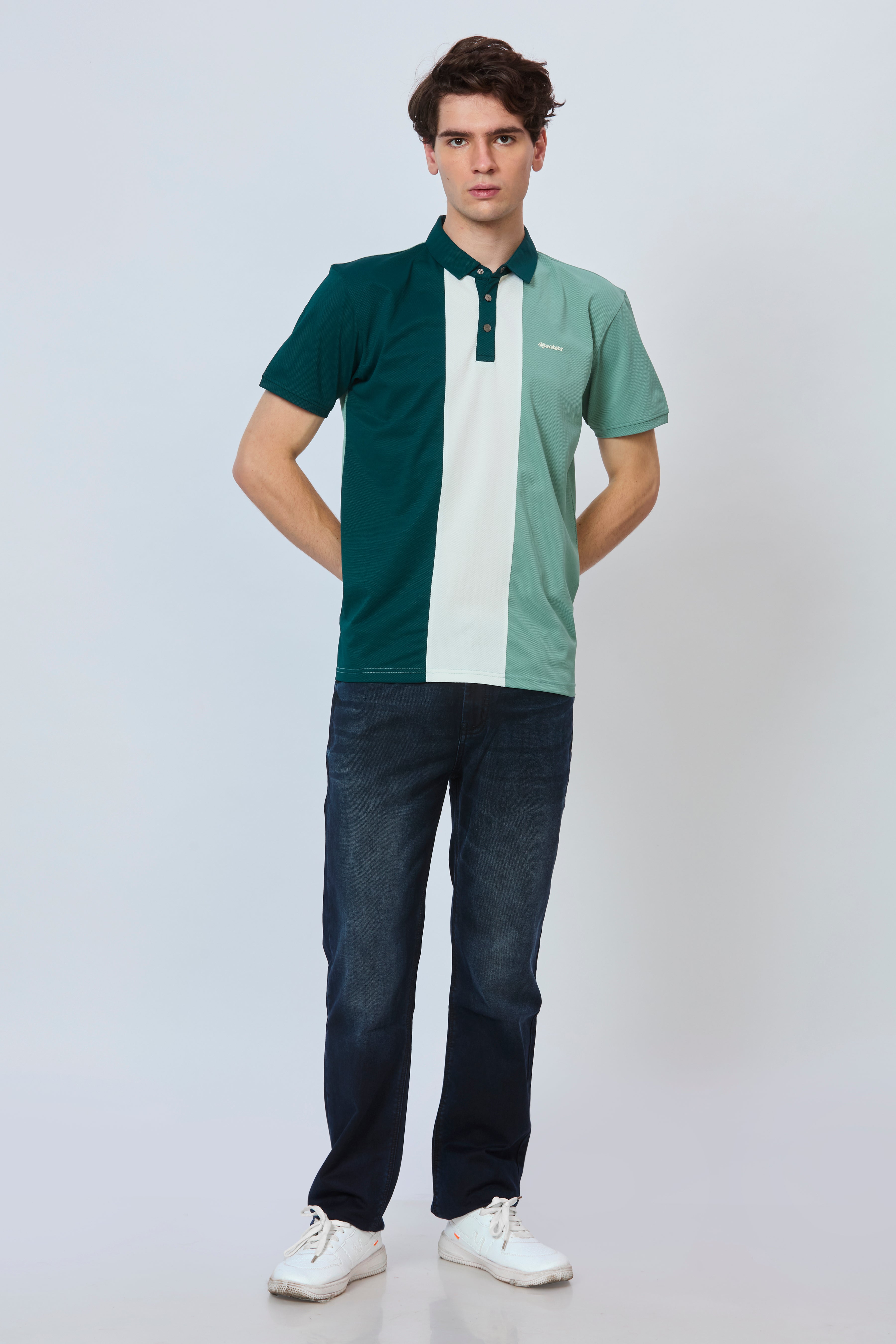 Three-Tone Contrast Panel Polo