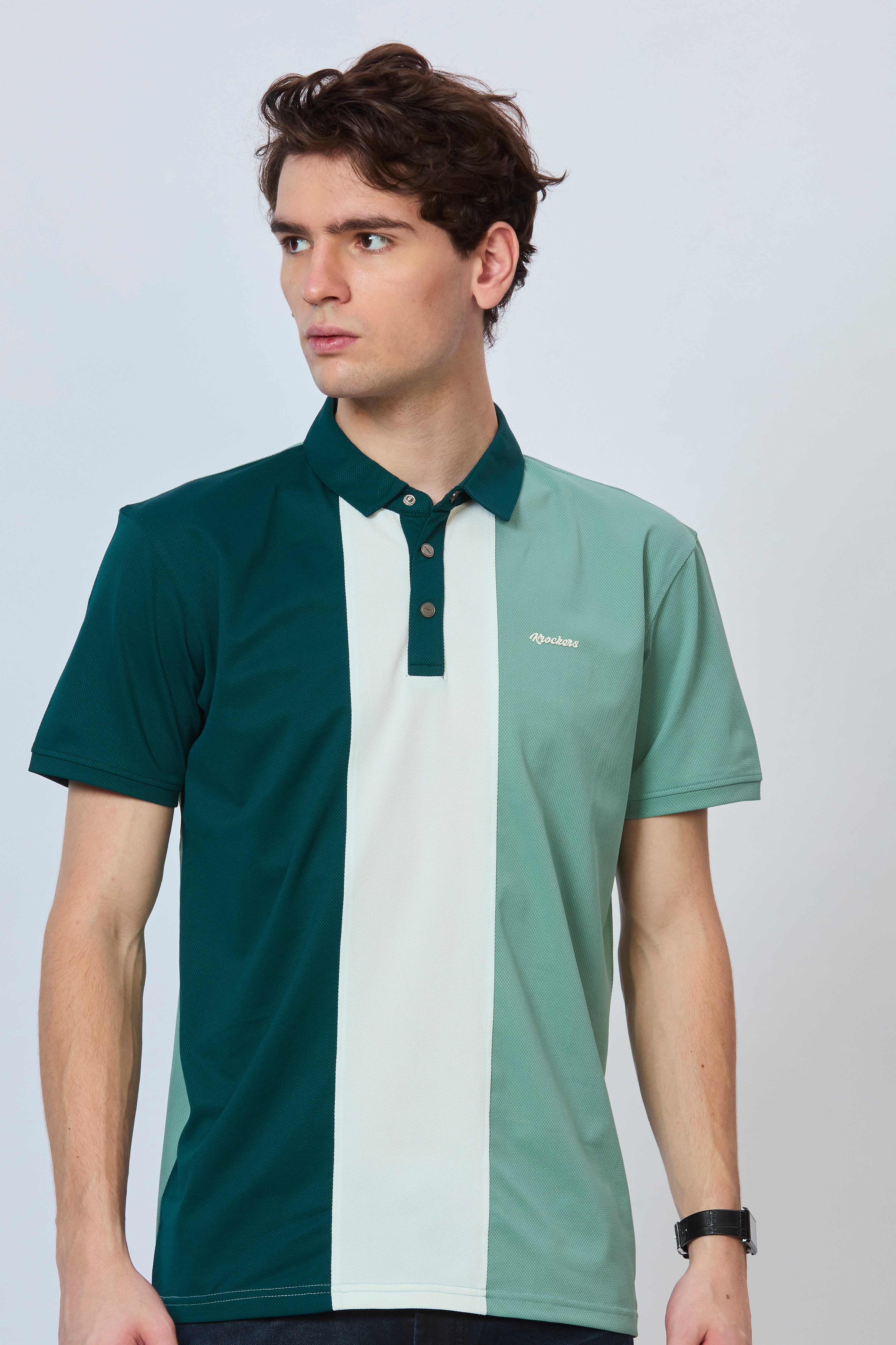 Three-Tone Contrast Panel Polo