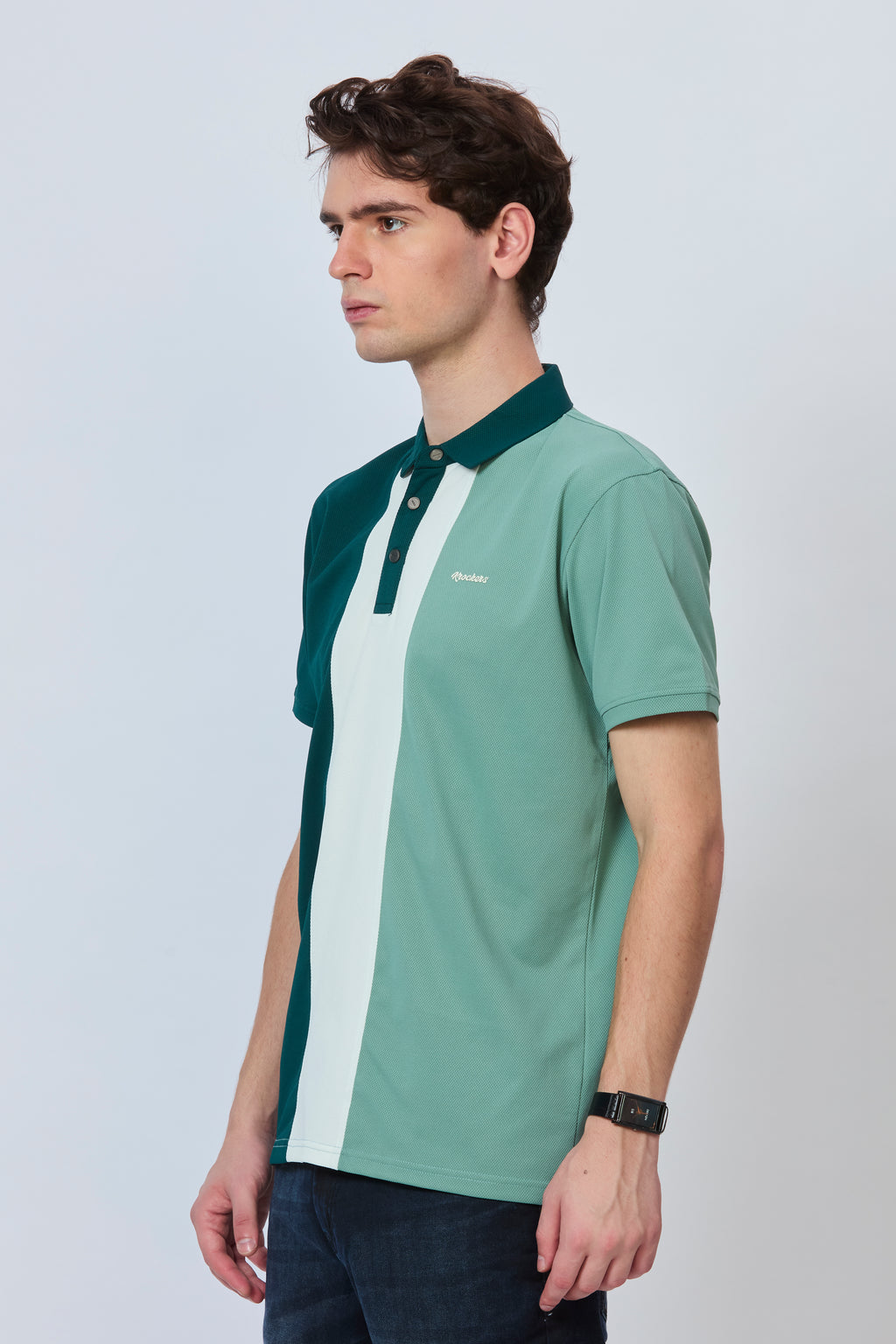 Three-Tone Contrast Panel Polo