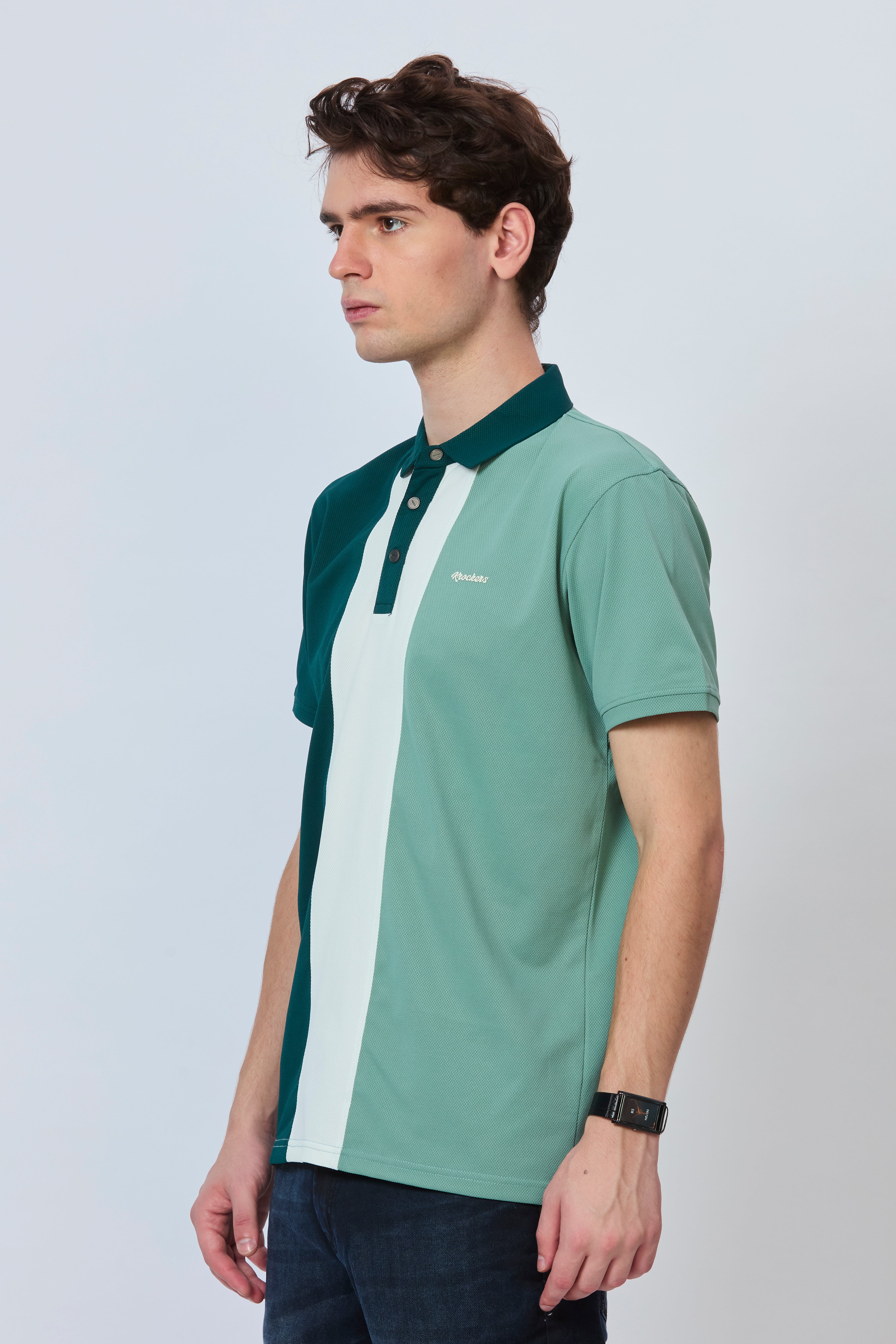 Three-Tone Contrast Panel Polo
