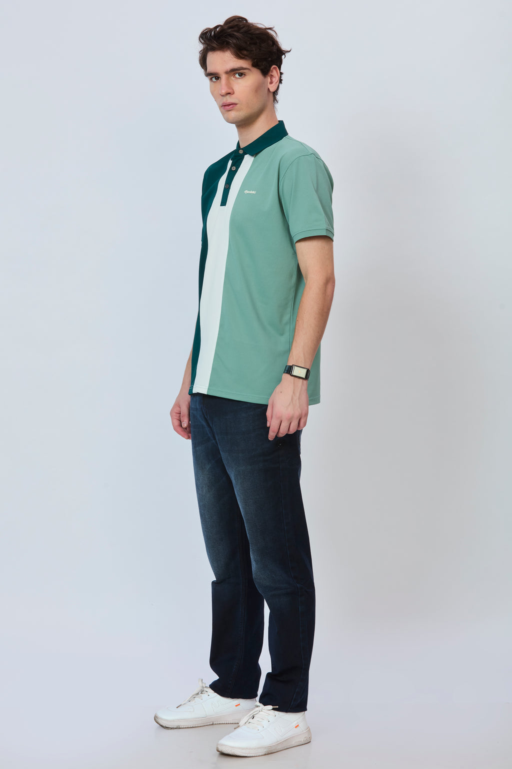 Three-Tone Contrast Panel Polo