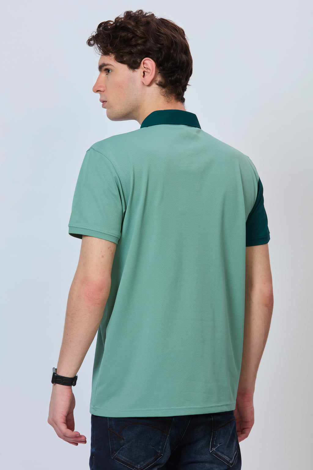 Three-Tone Contrast Panel Polo
