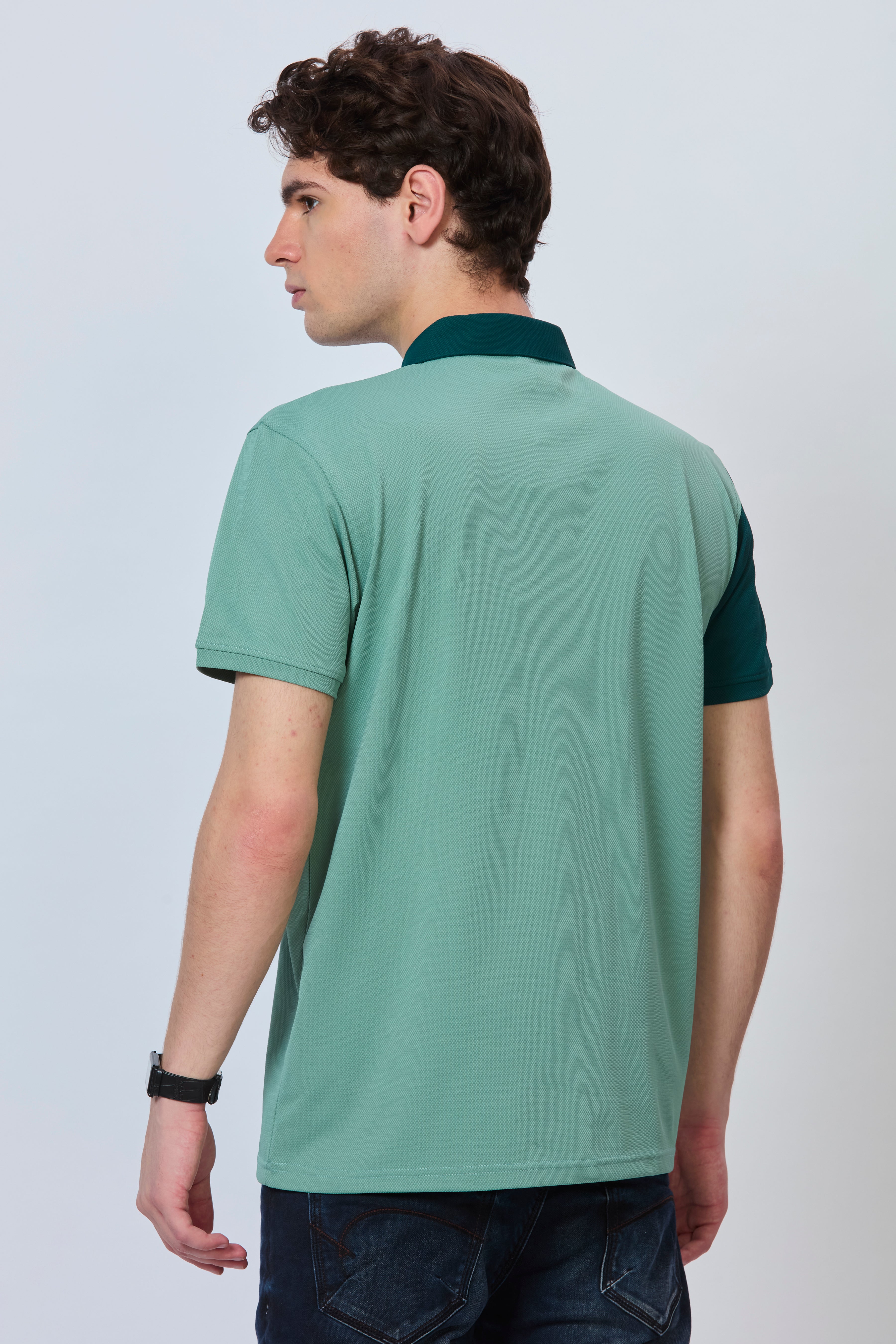 Three-Tone Contrast Panel Polo