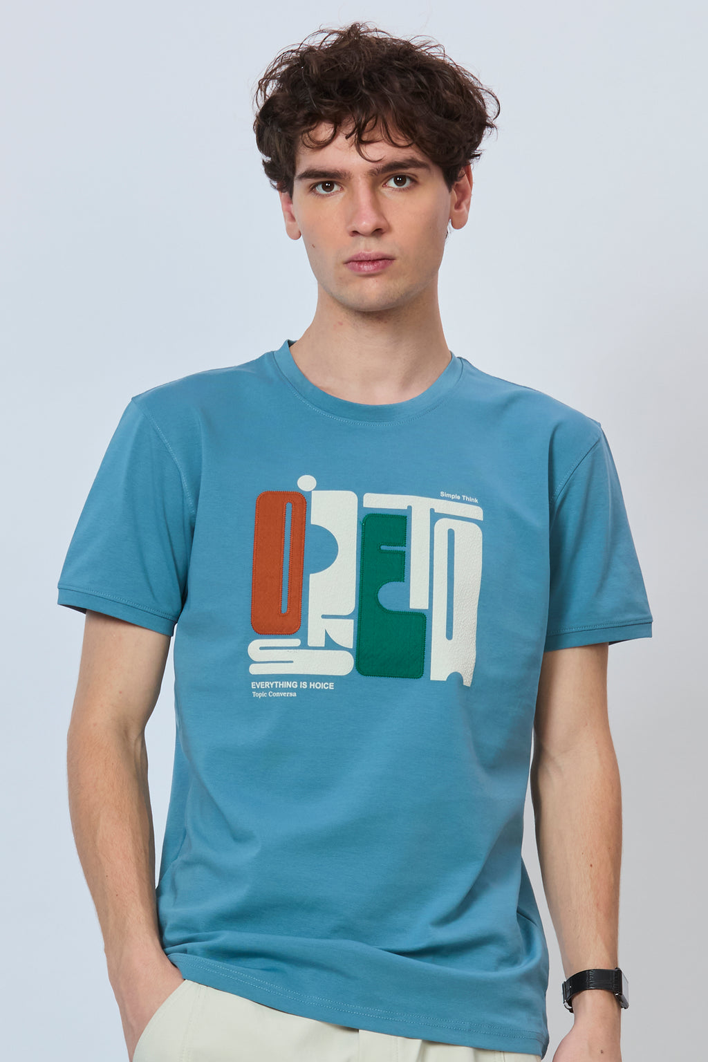 Premium Light Blue Embroidered Fashion Tee