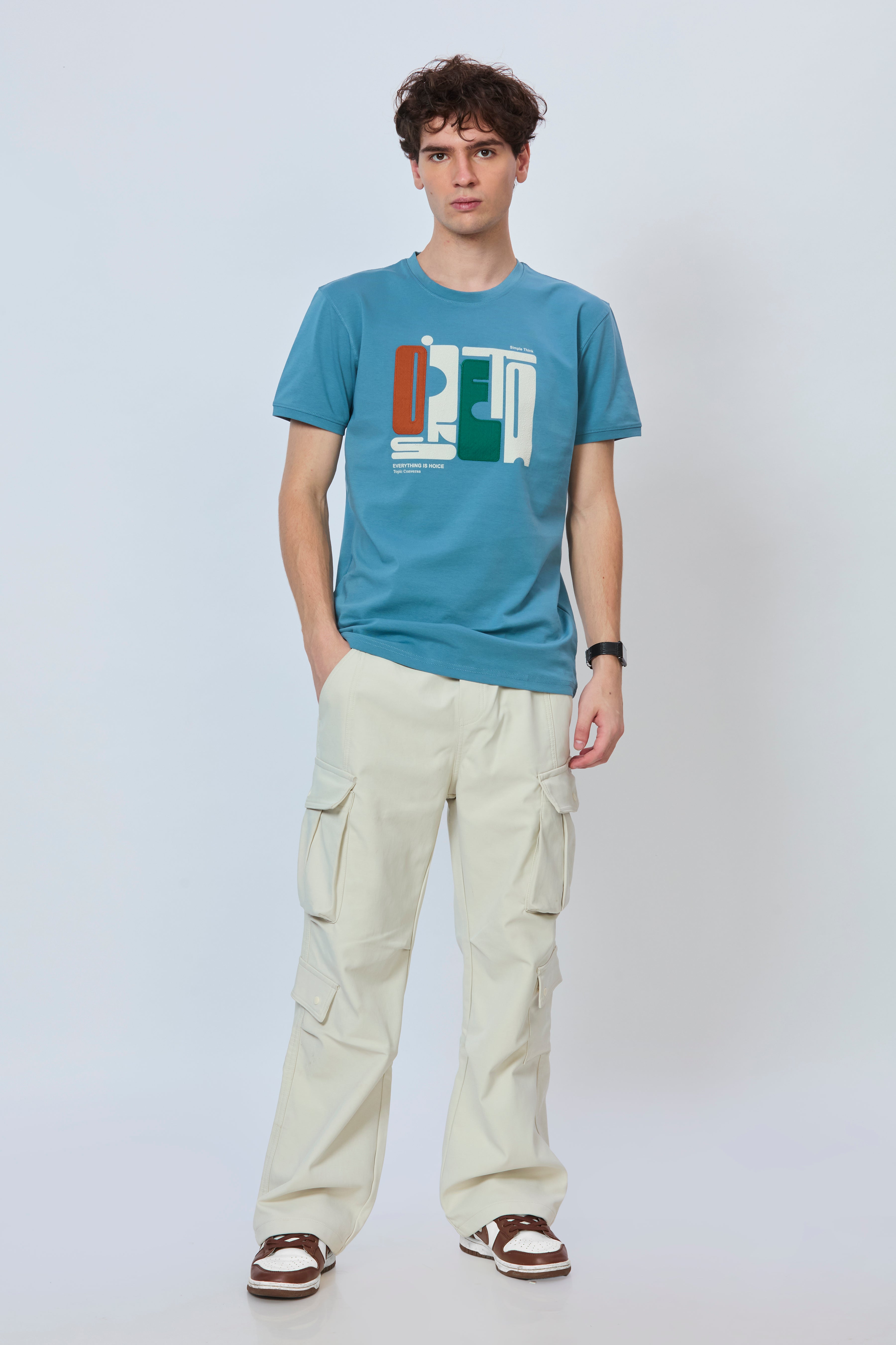 Premium Light Blue Embroidered Fashion Tee