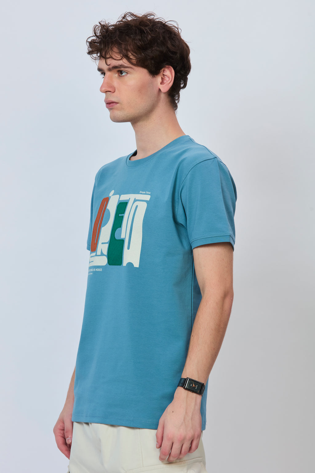 Premium Light Blue Embroidered Fashion Tee