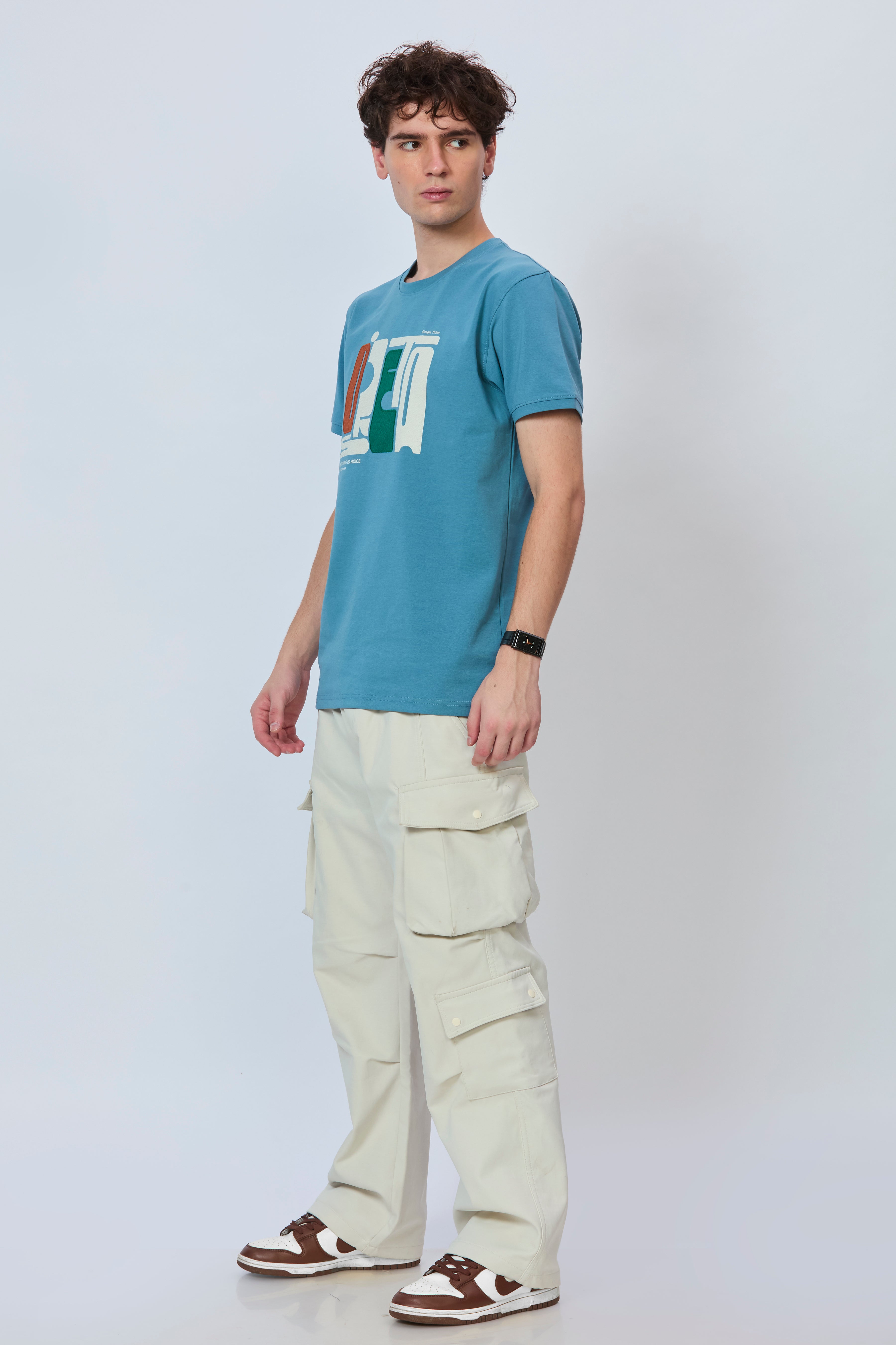 Premium Light Blue Embroidered Fashion Tee