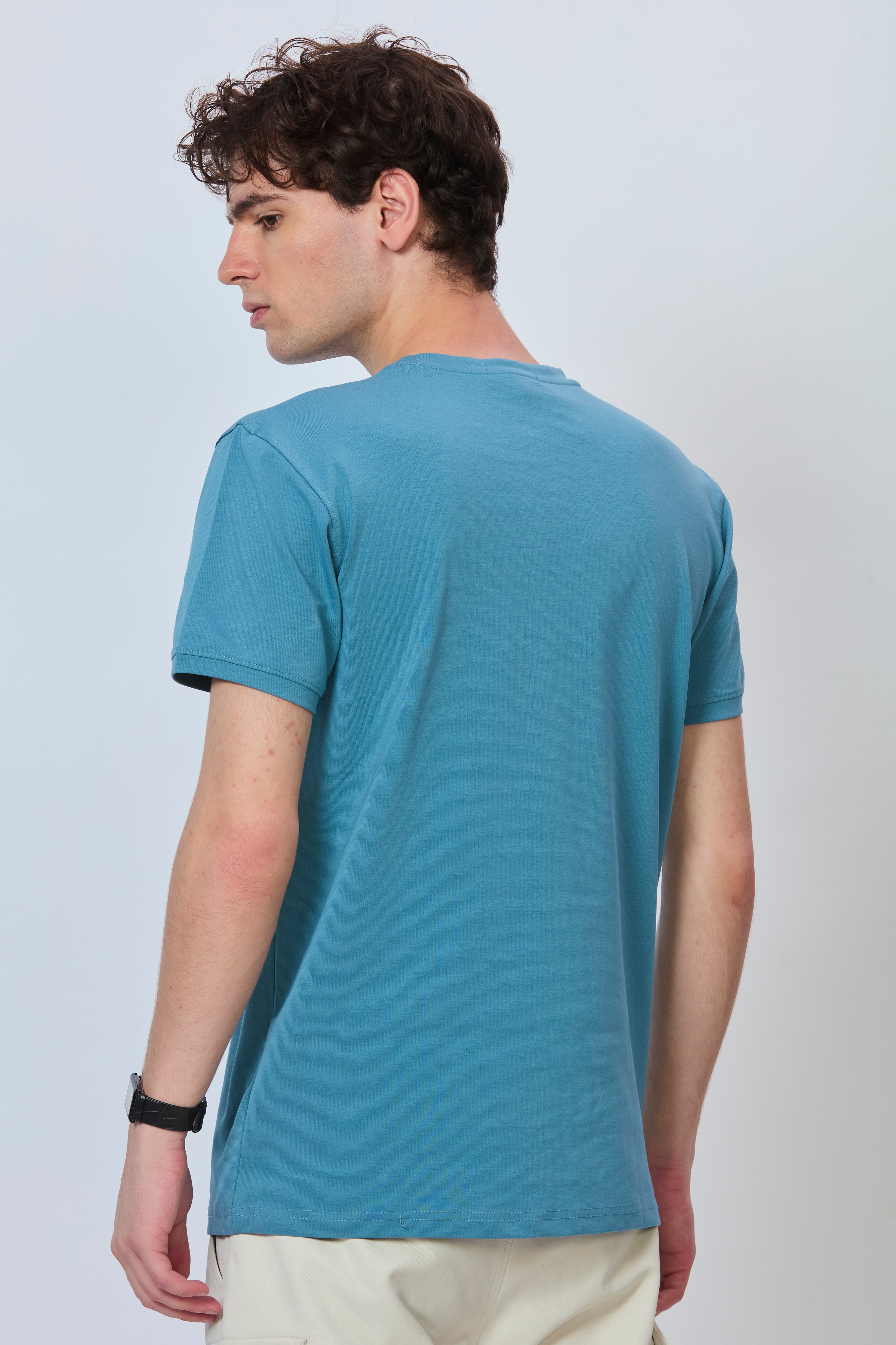 Premium Light Blue Embroidered Fashion Tee
