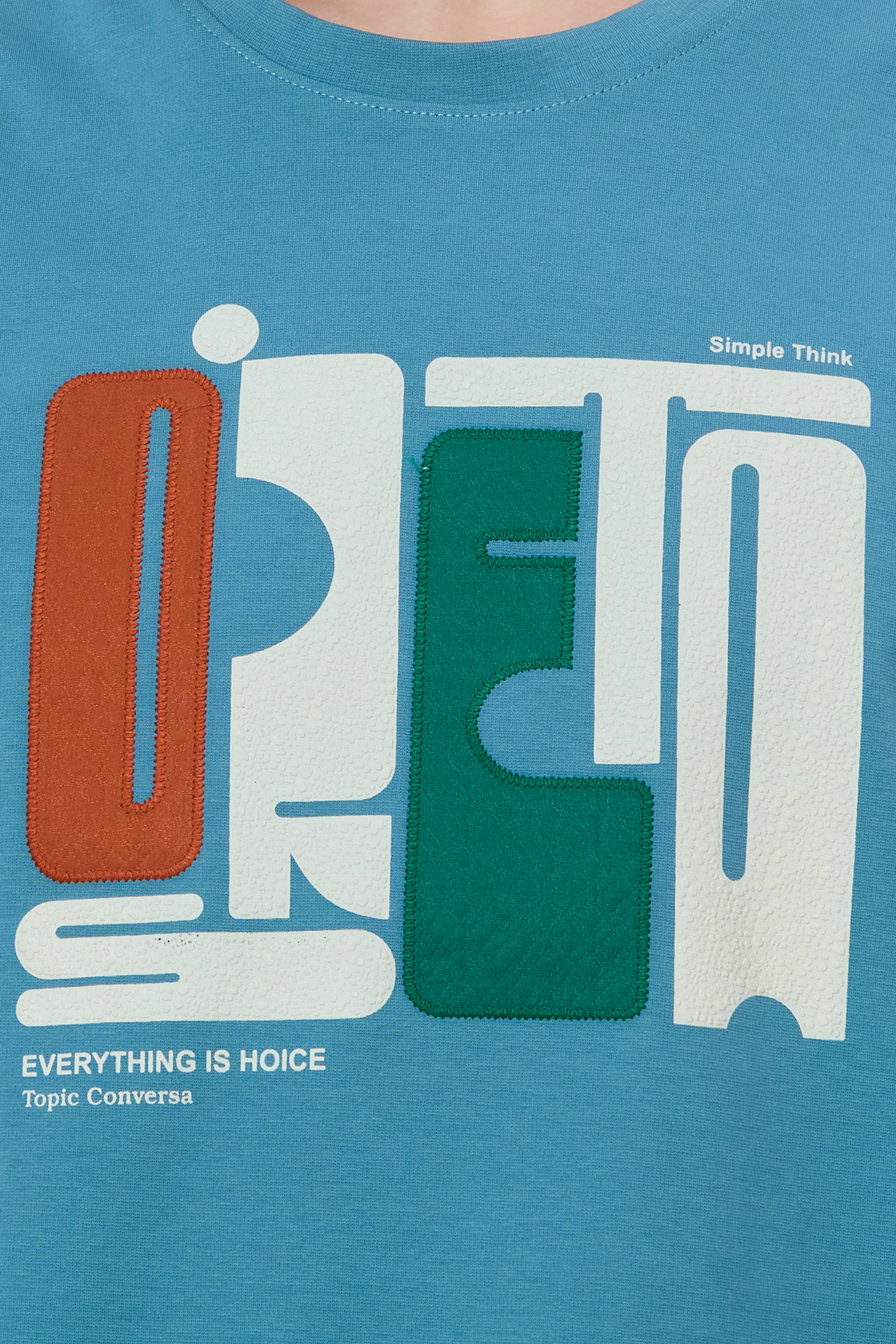 Premium Light Blue Embroidered Fashion Tee
