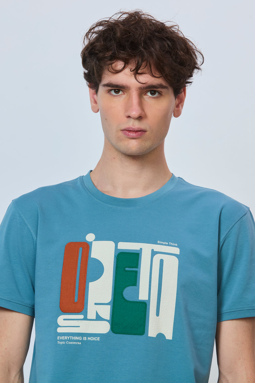 Premium Light Blue Embroidered Fashion Tee