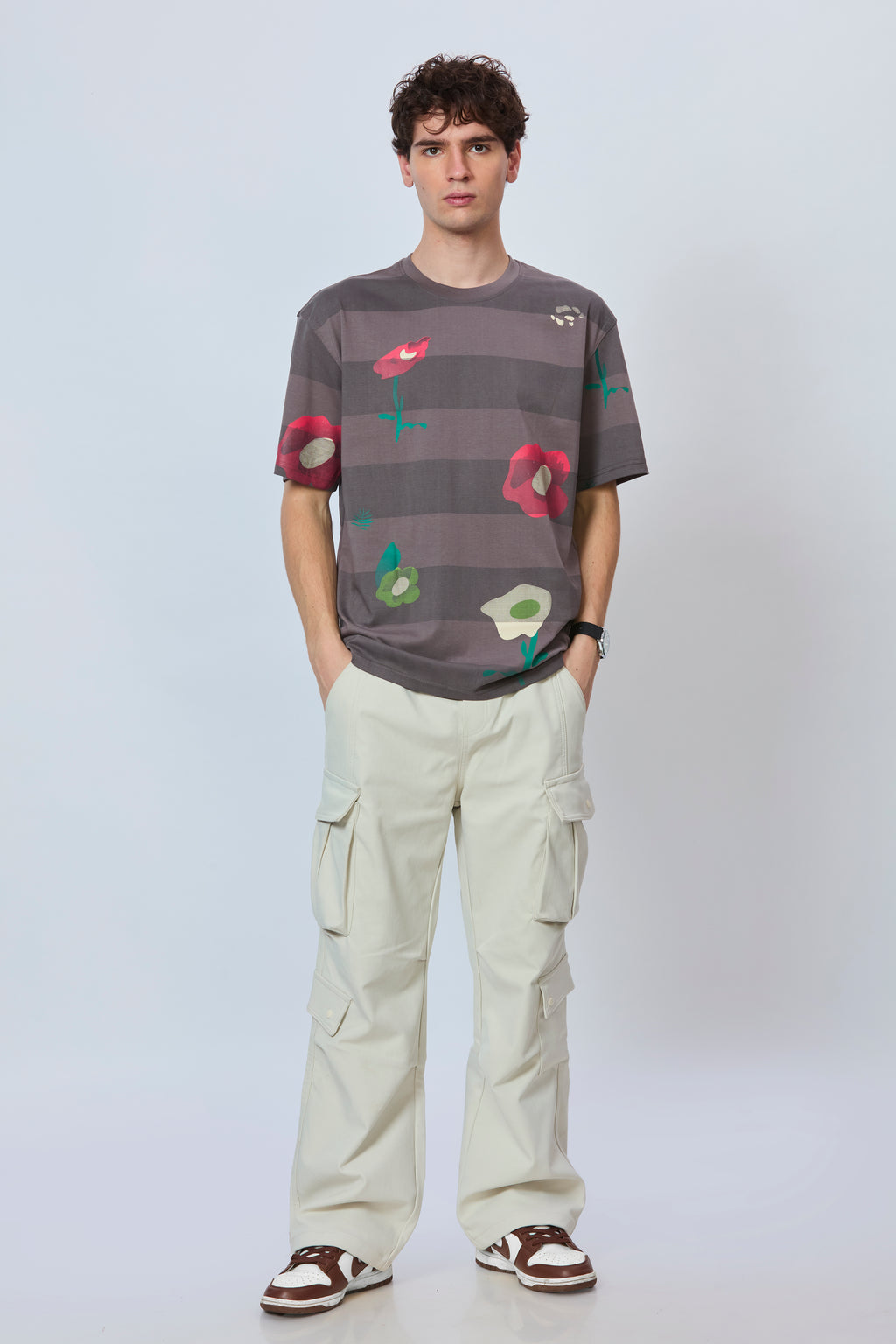 All Over Print Grey Cotton Tee