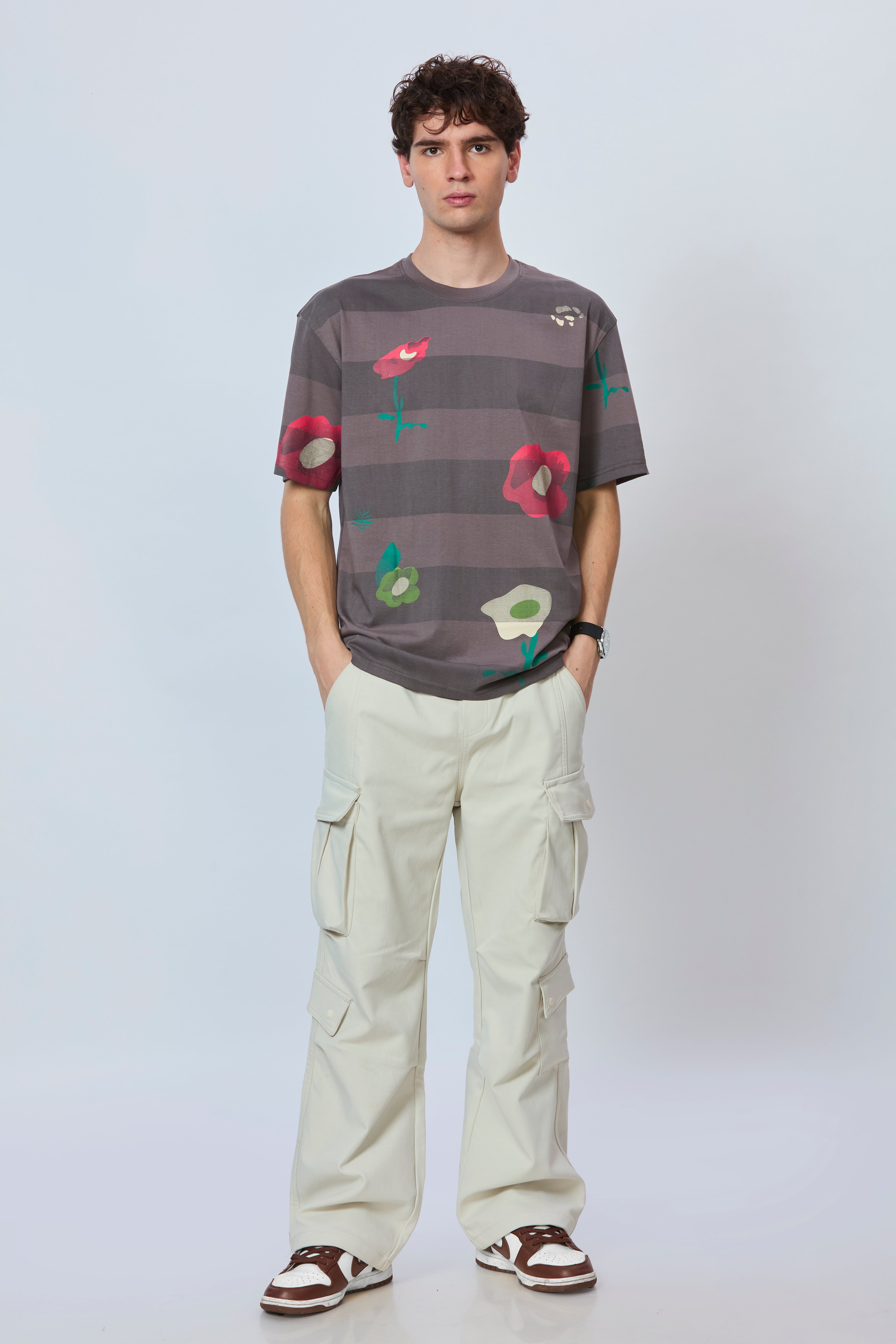All Over Print Grey Cotton Tee