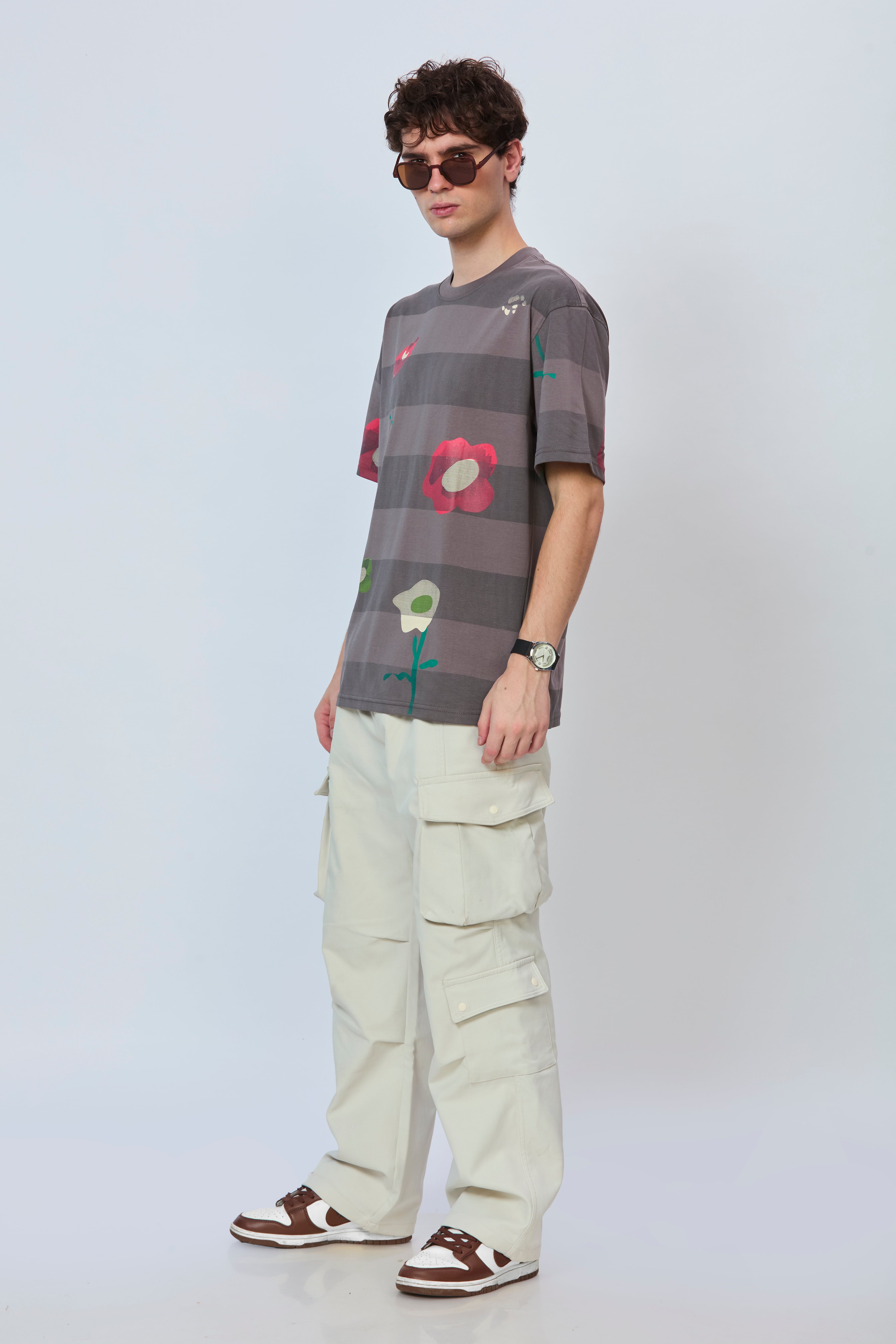 All Over Print Grey Cotton Tee