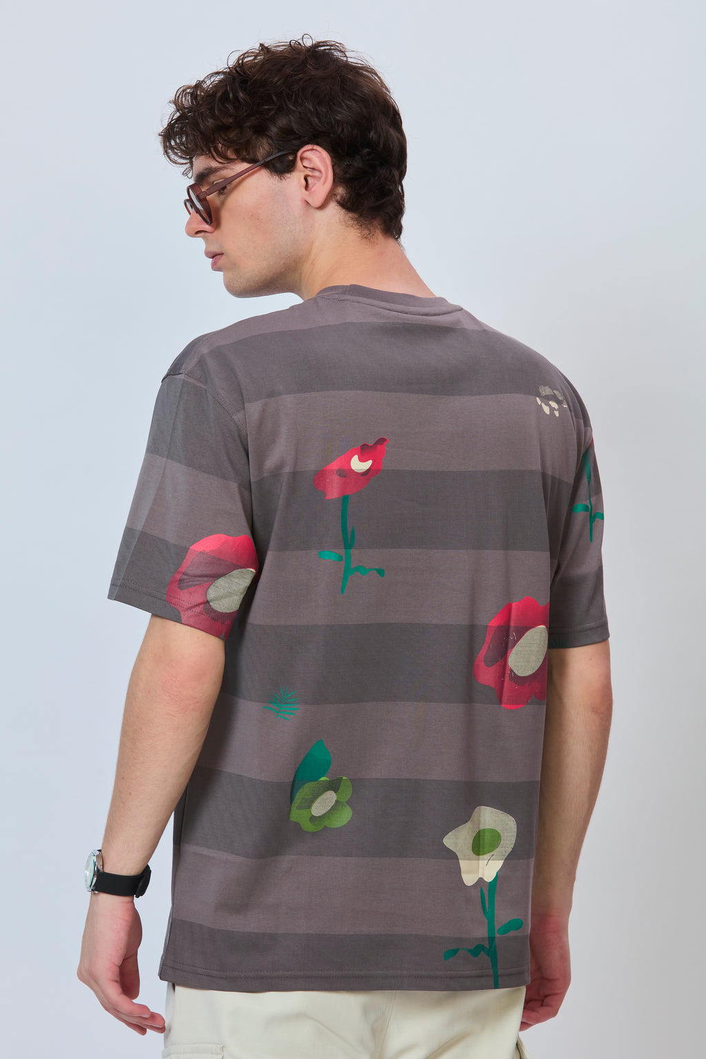 All Over Print Grey Cotton Tee