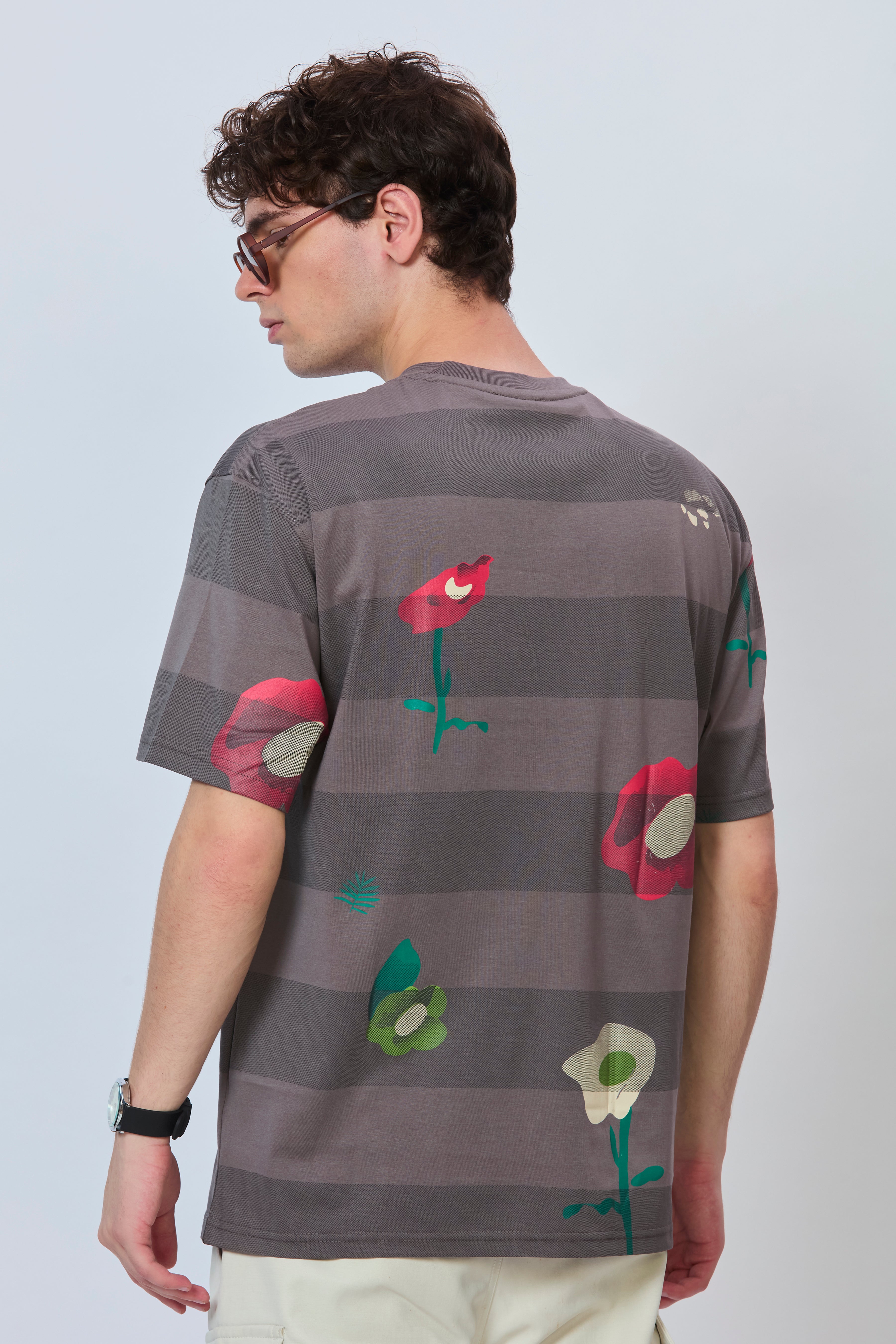 All Over Print Grey Cotton Tee