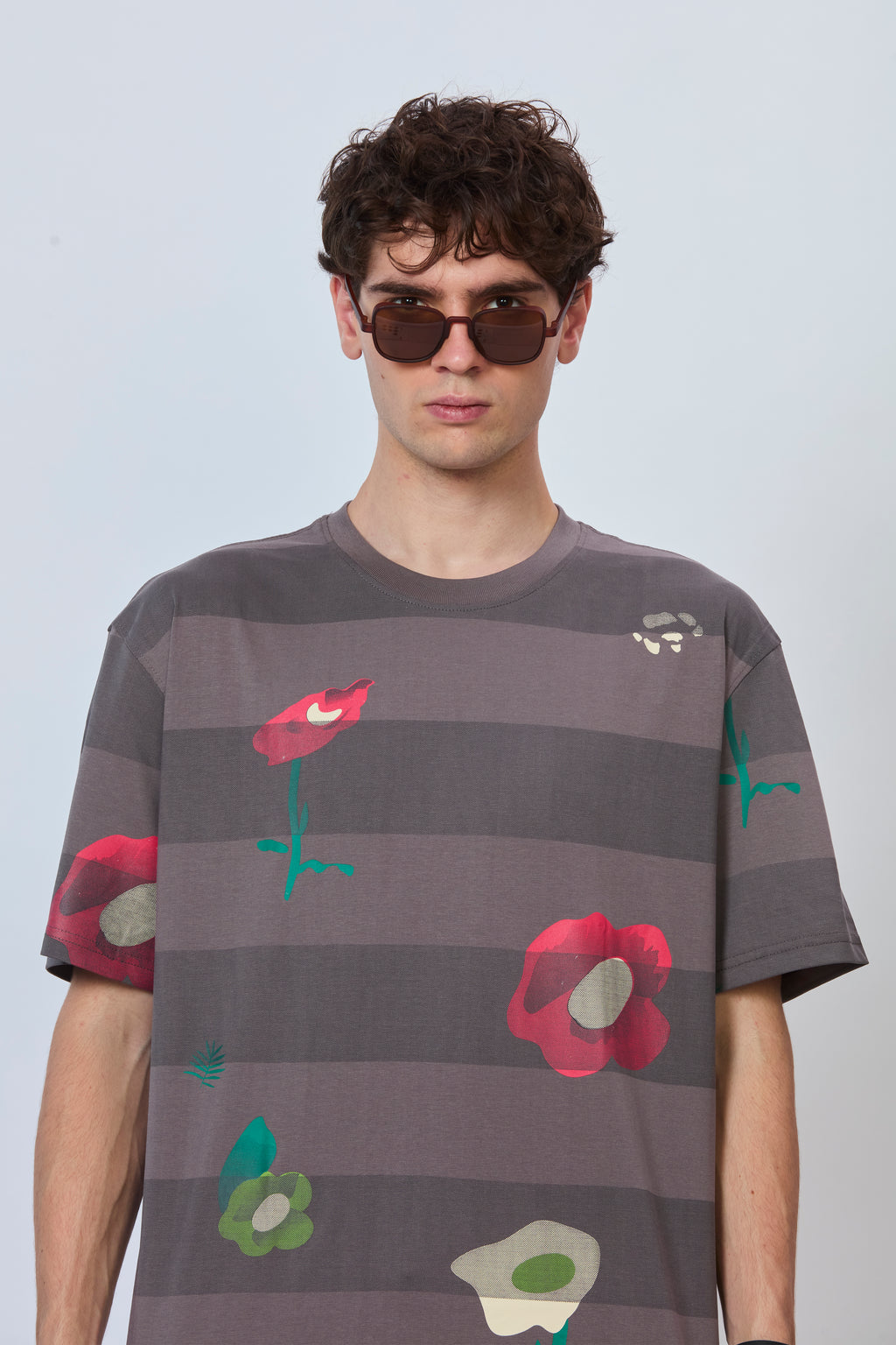 All Over Print Grey Cotton Tee