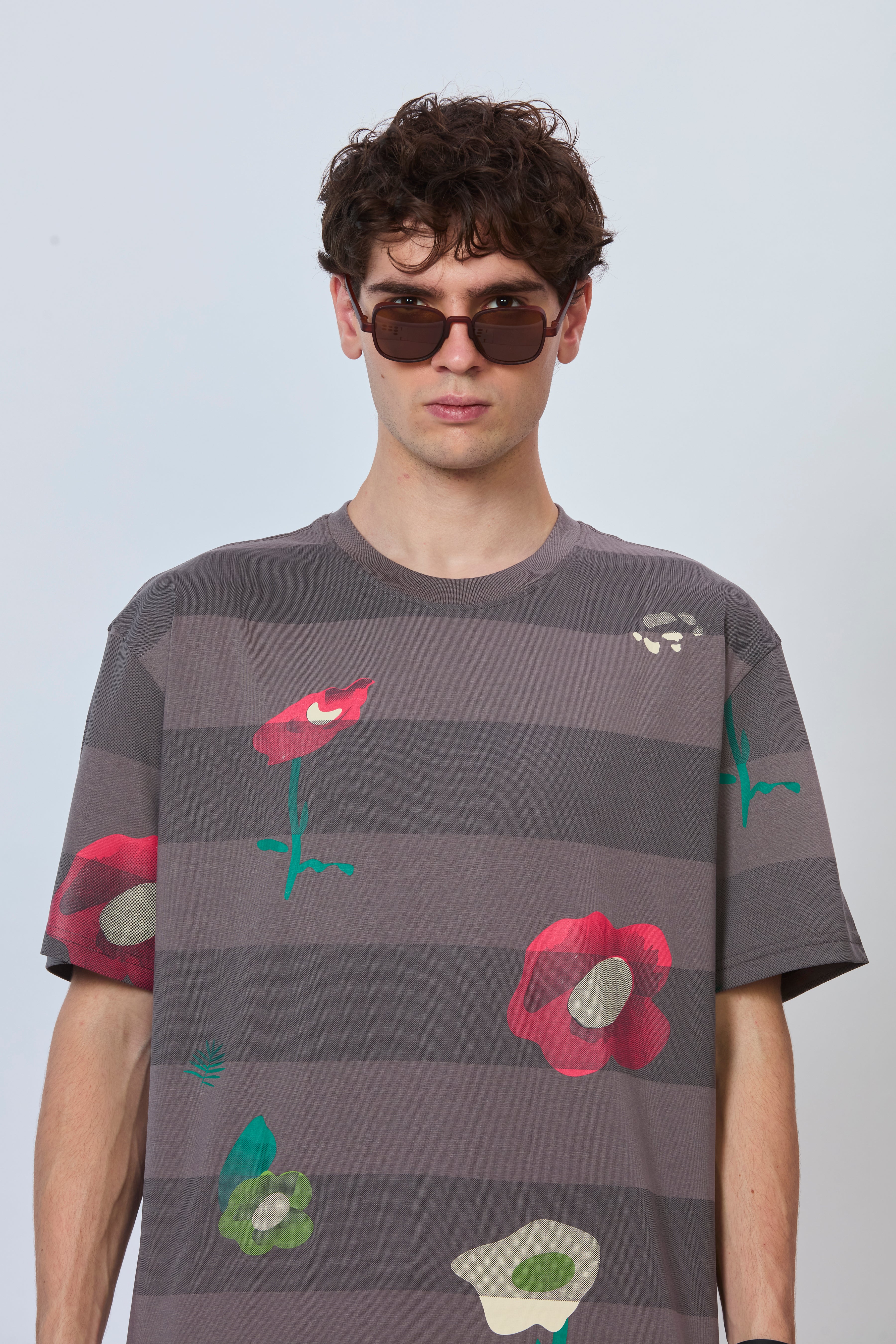 All Over Print Grey Cotton Tee