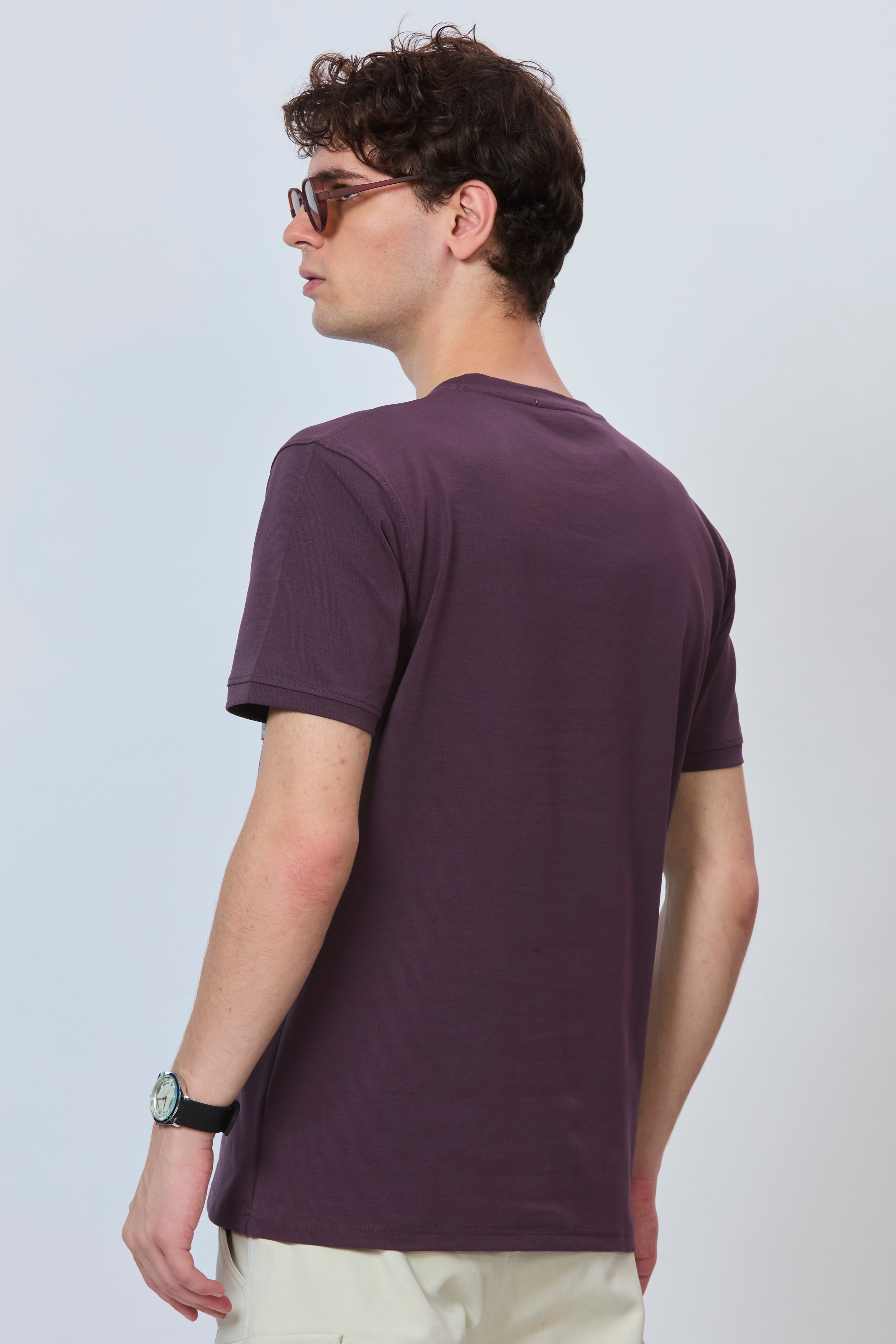 Midnight Violet Streetwear Tee with Grey Accents
