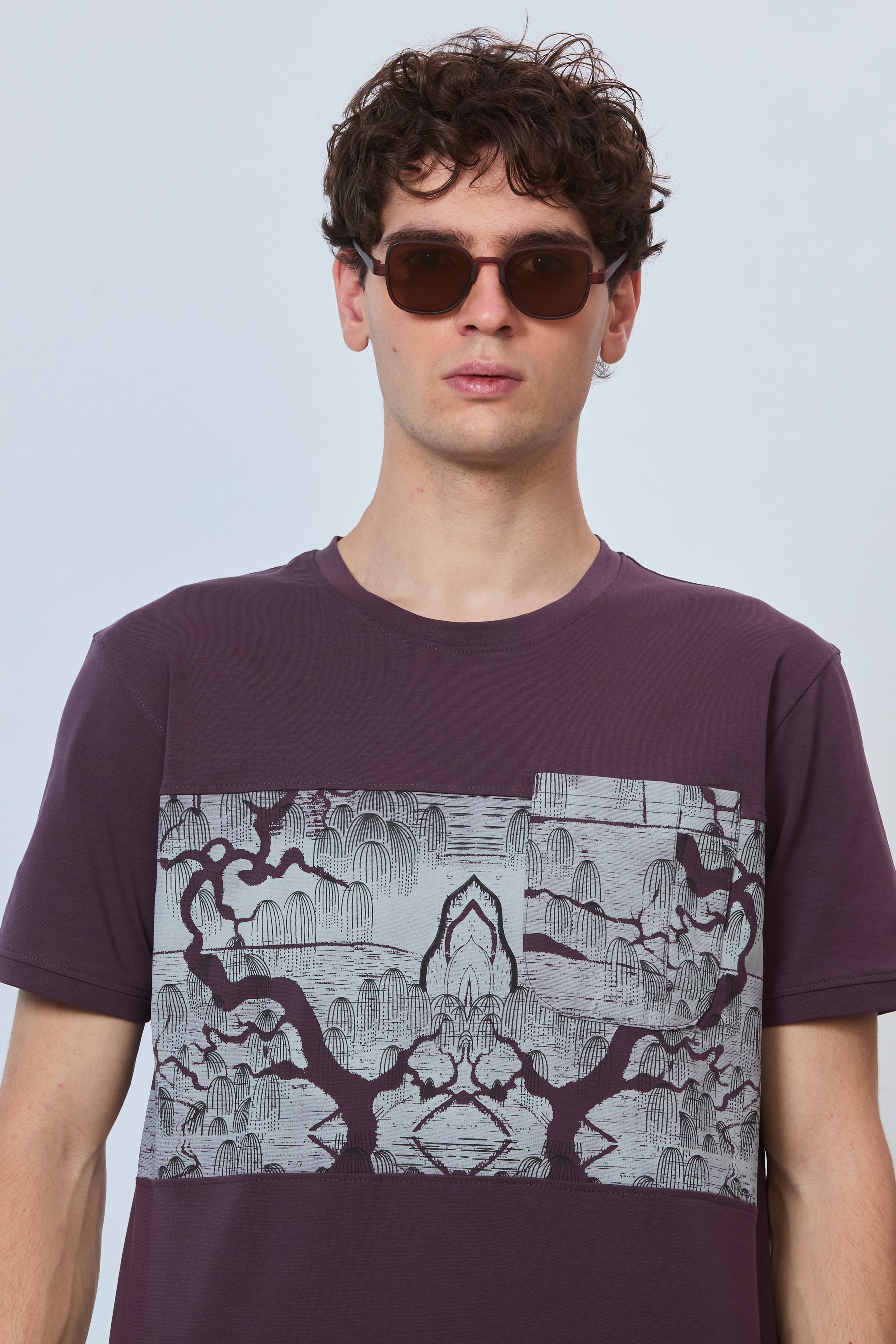 Midnight Violet Streetwear Tee with Grey Accents