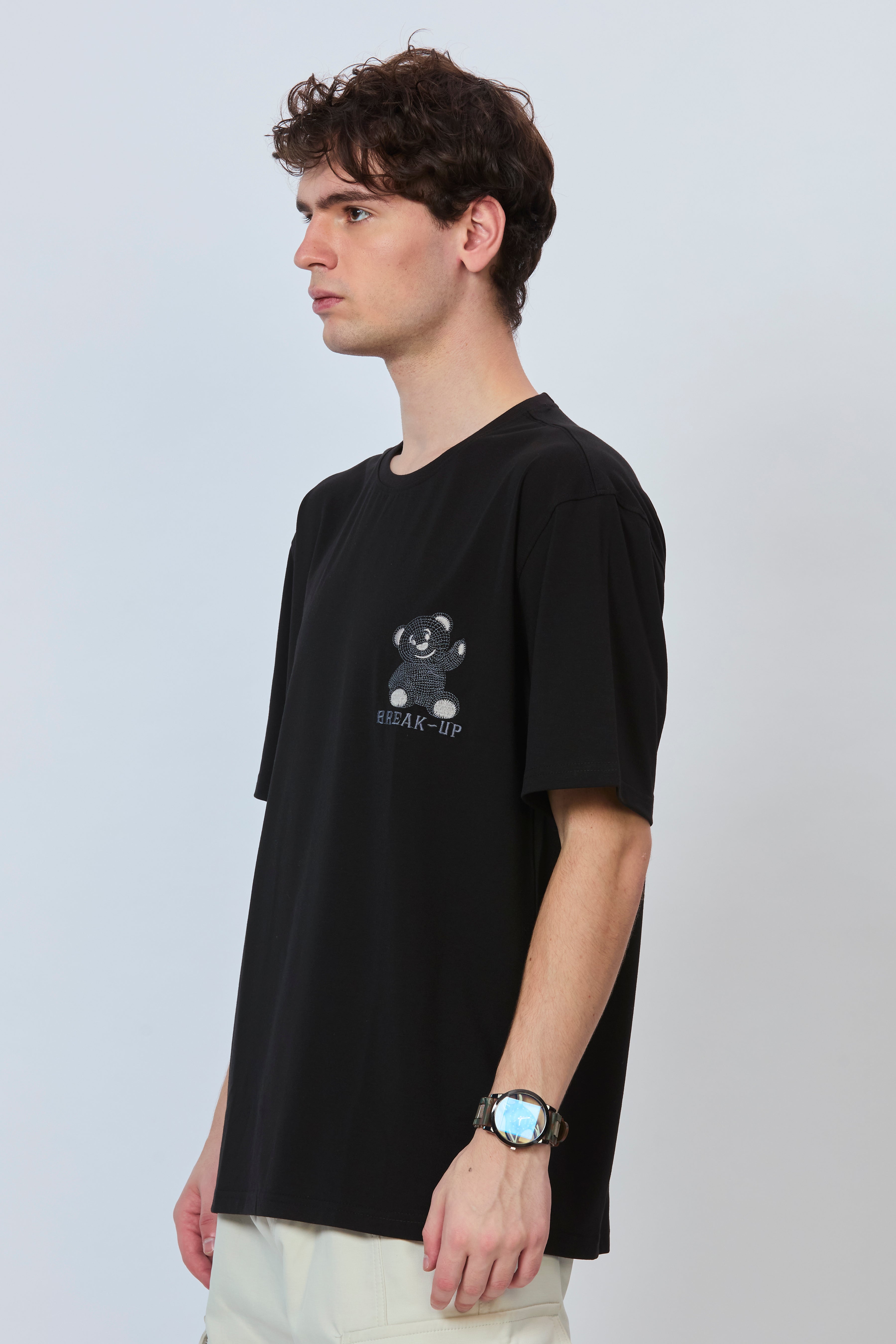 Black Streetwear Tee with Bold Back Print