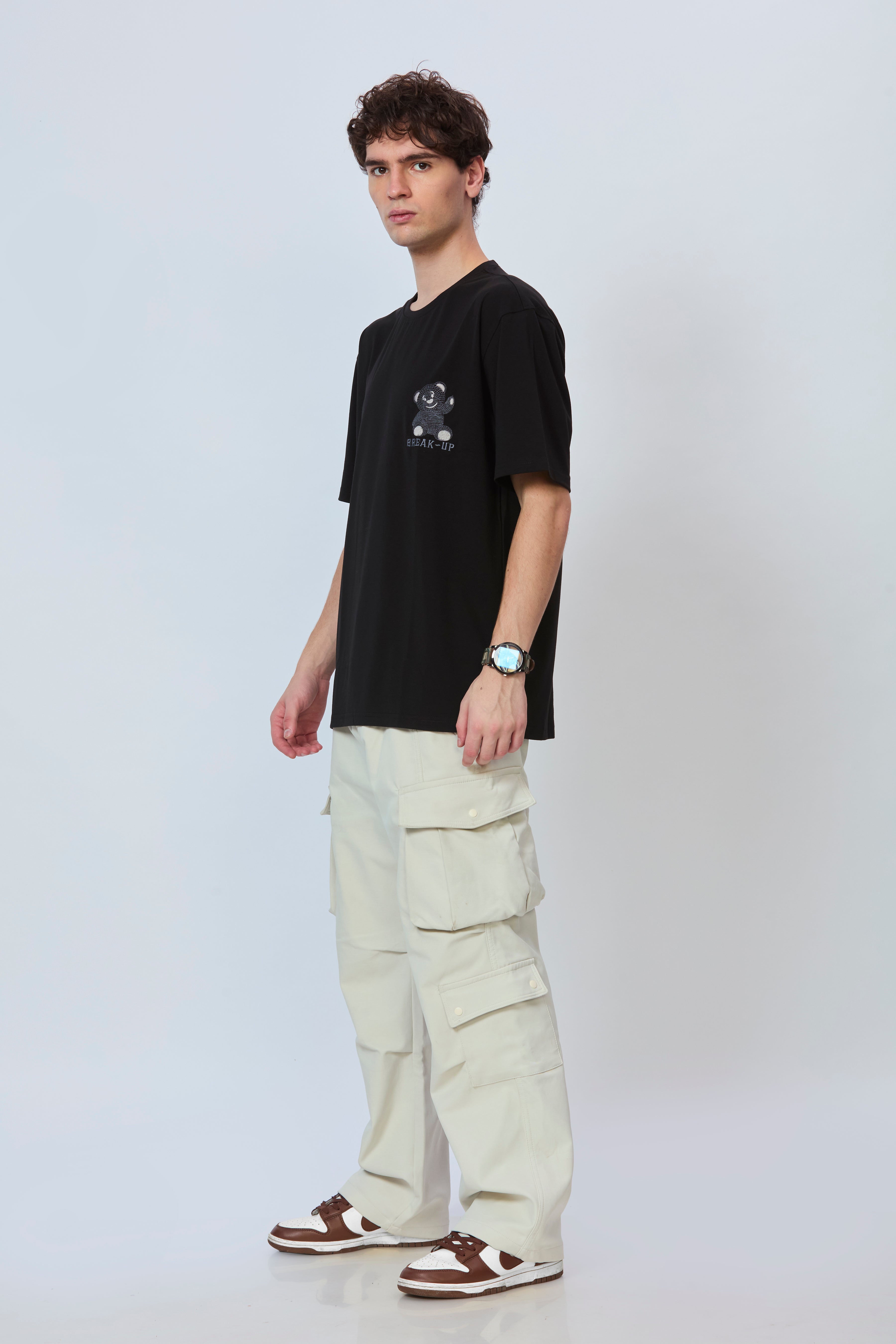 Black Streetwear Tee with Bold Back Print