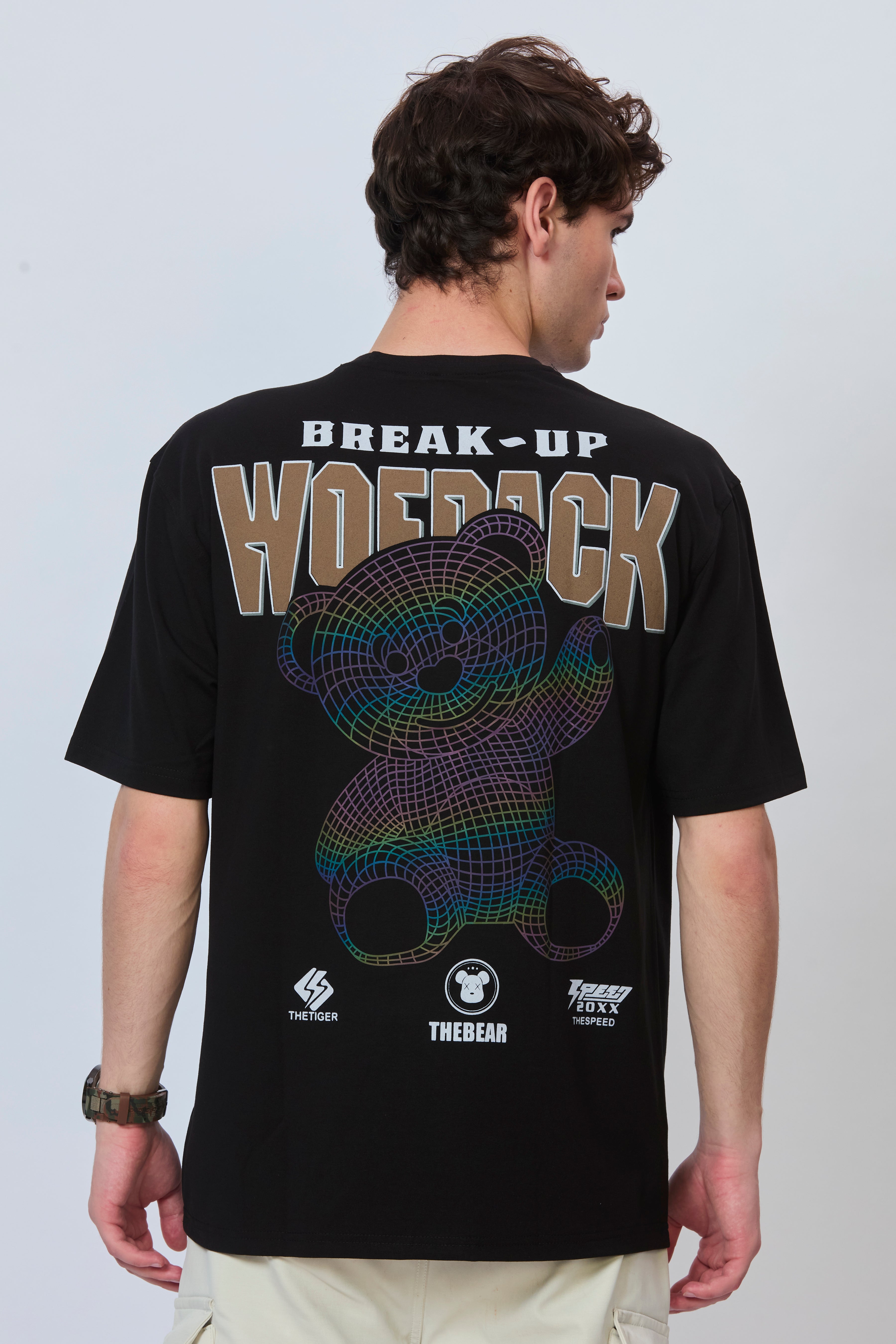 Black Streetwear Tee with Bold Back Print
