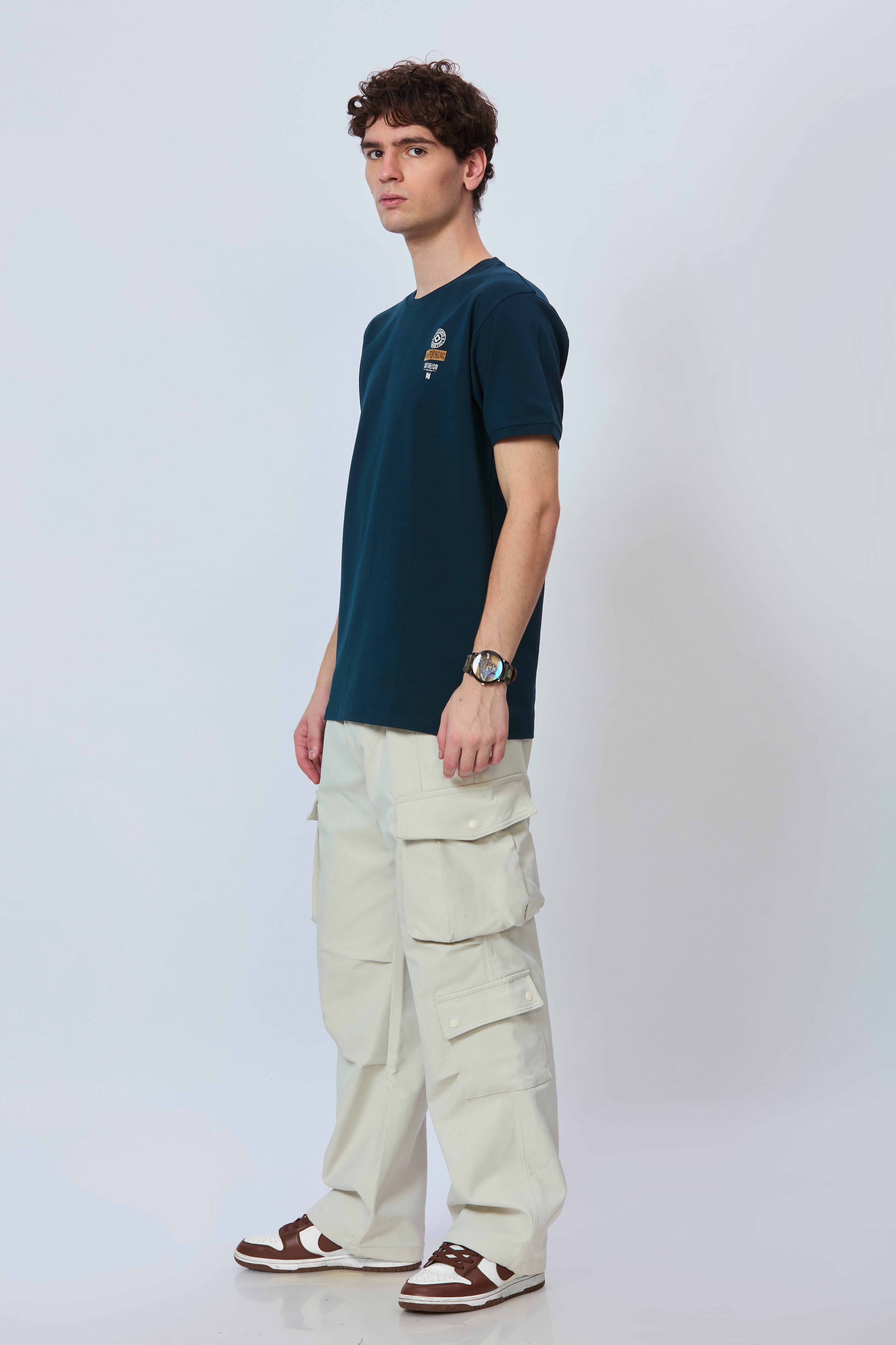 Tea Blue Cotton Tee with Bold Back Design