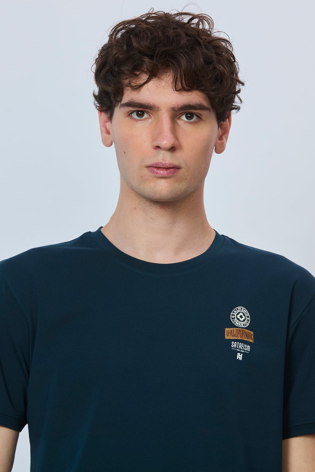 Tea Blue Cotton Tee with Bold Back Design