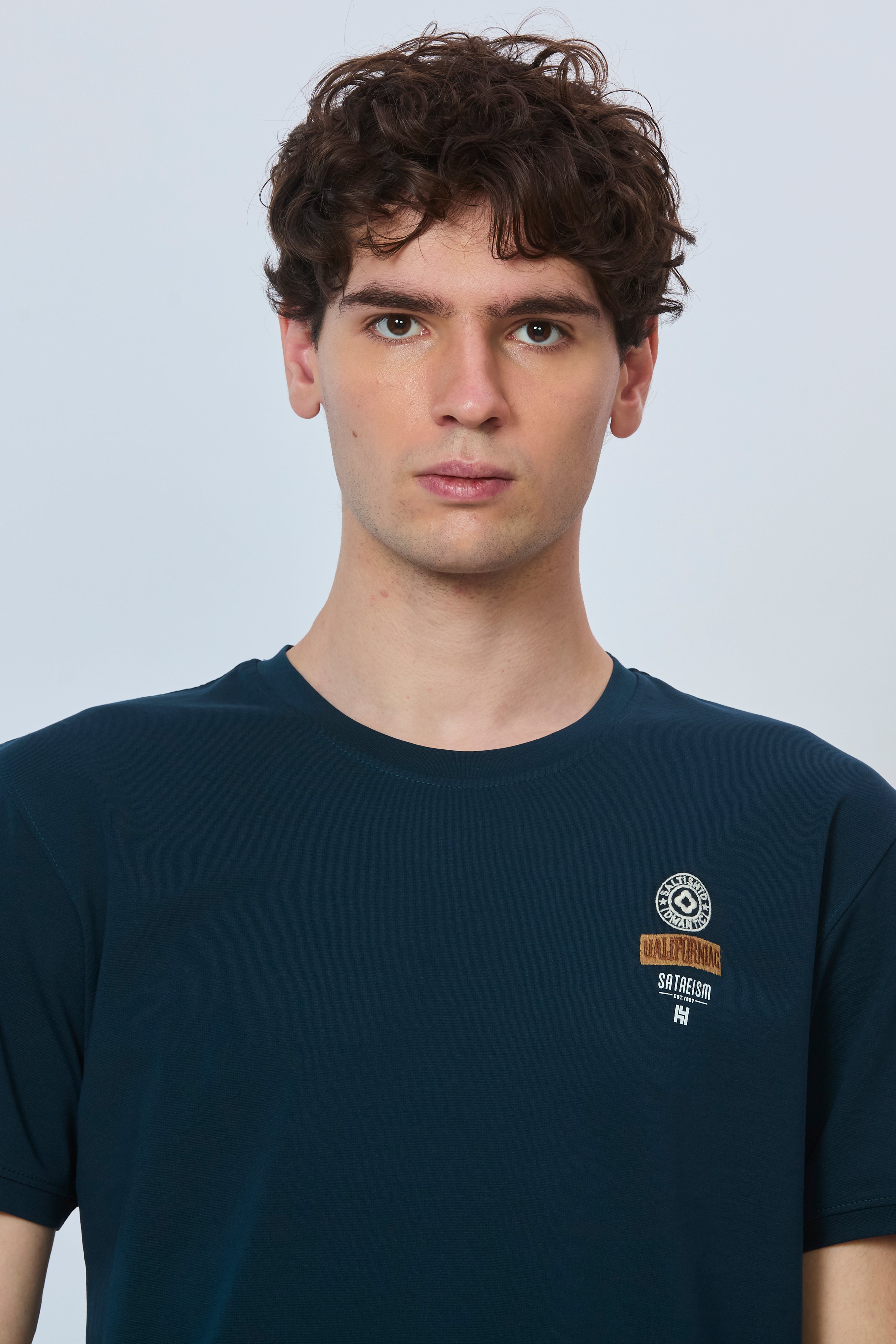 Tea Blue Cotton Tee with Bold Back Design