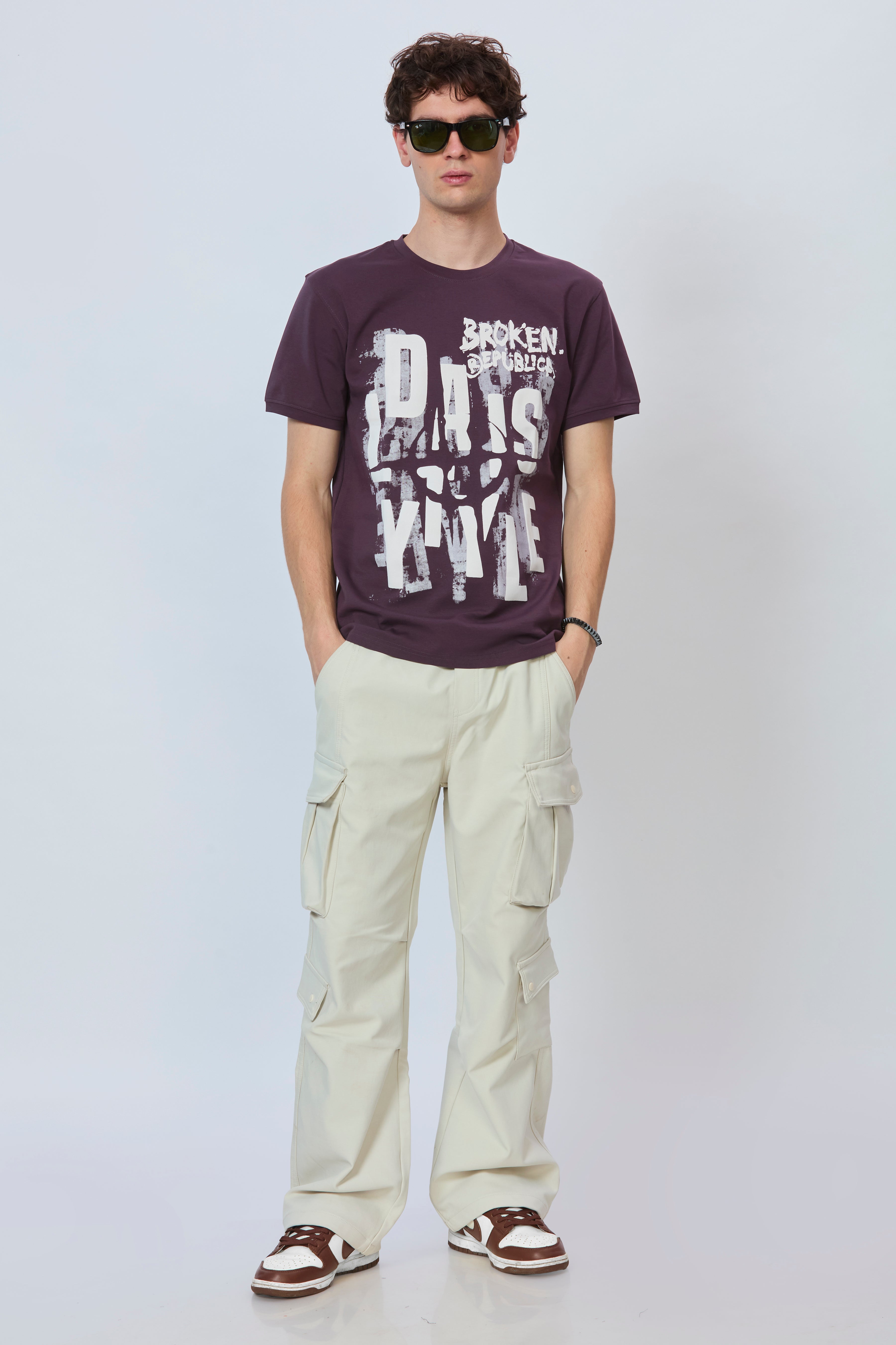 Streetwear Magenta T-Shirt with Dual Print