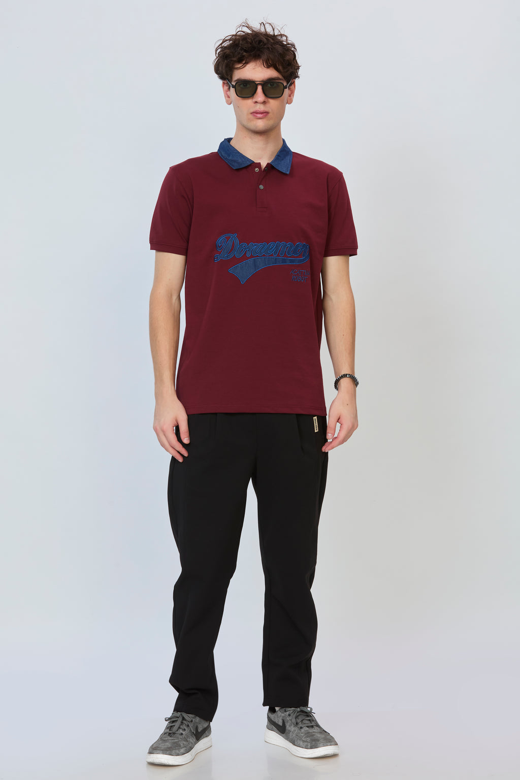 Rugged Maroon Denim Polo