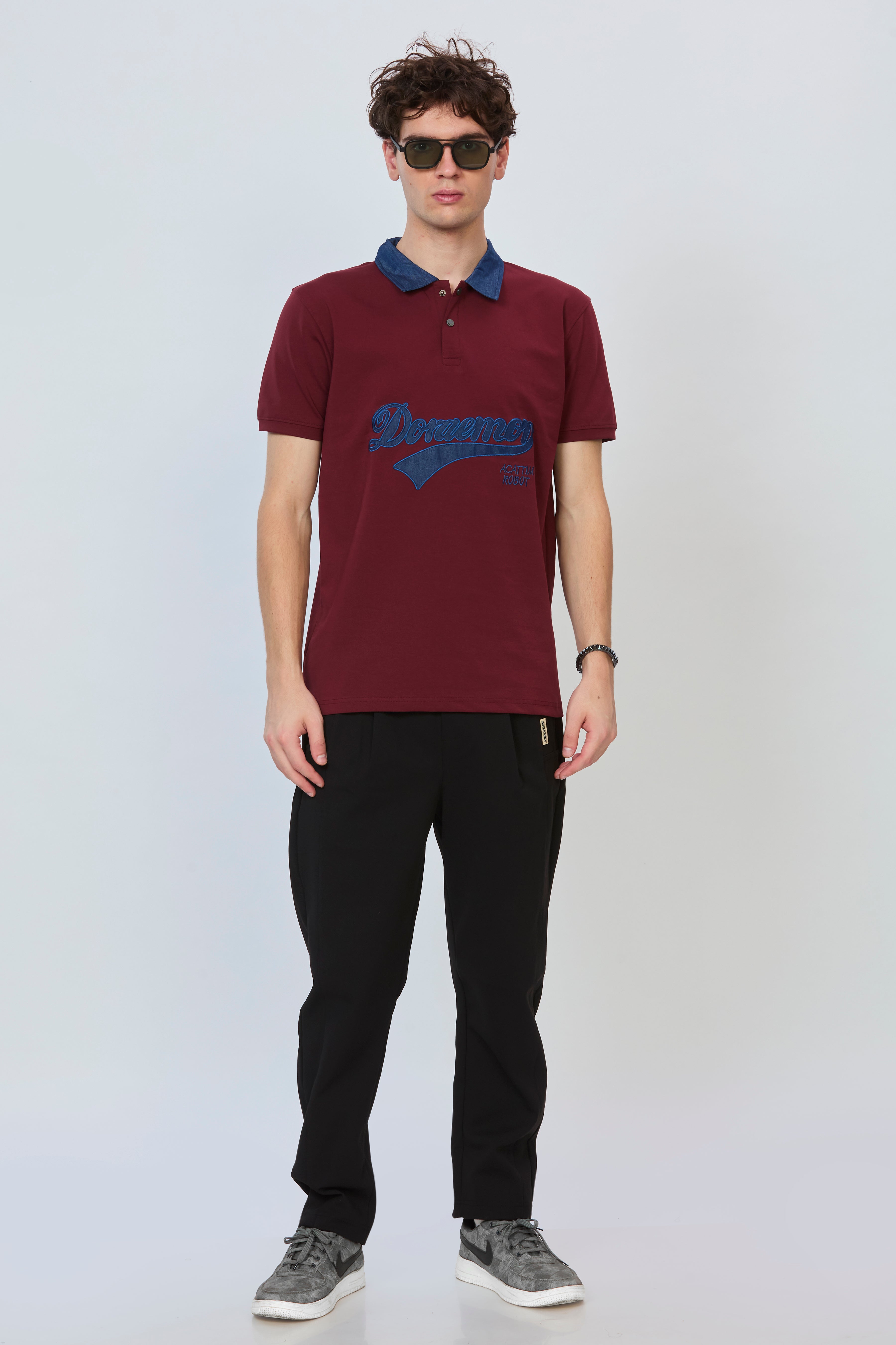 Rugged Maroon Denim Polo
