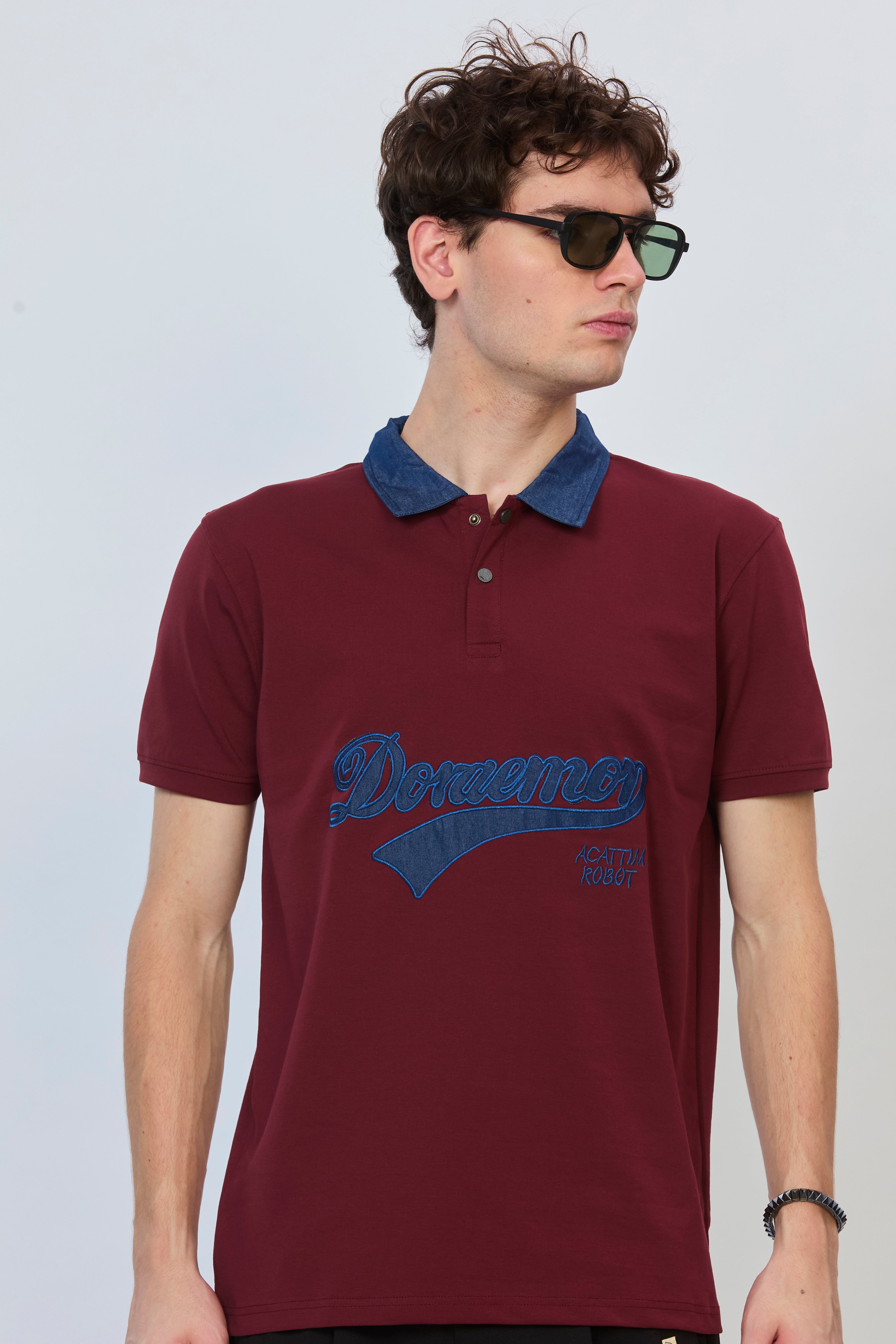 Rugged Maroon Denim Polo